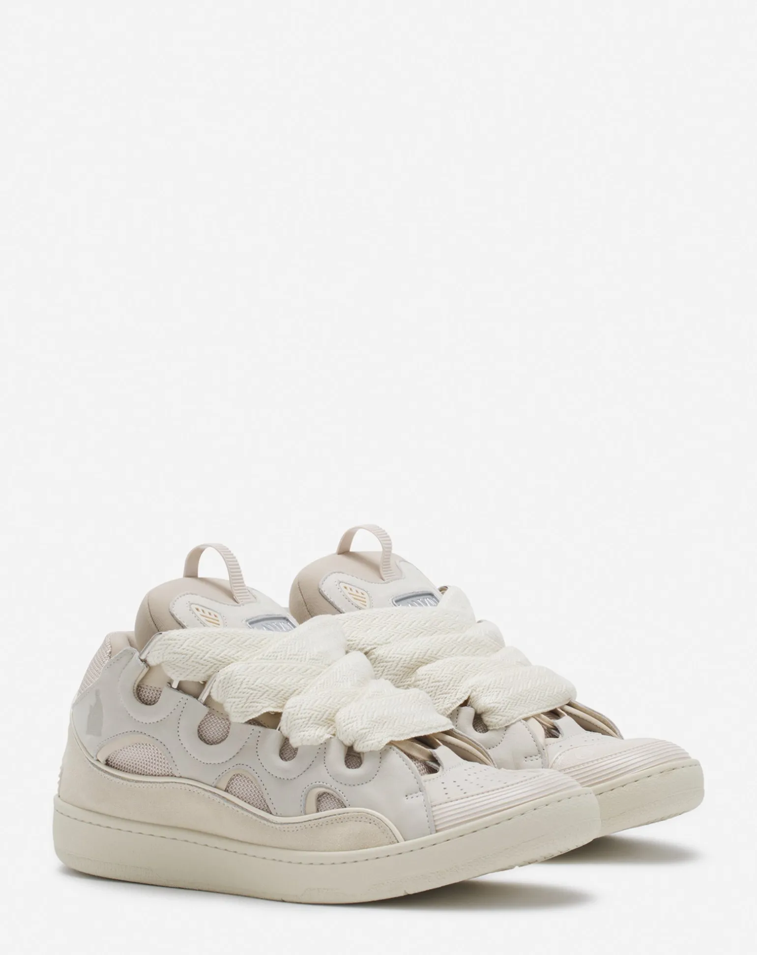 Lanvin Leather curb sneakers Peach Flash Sale