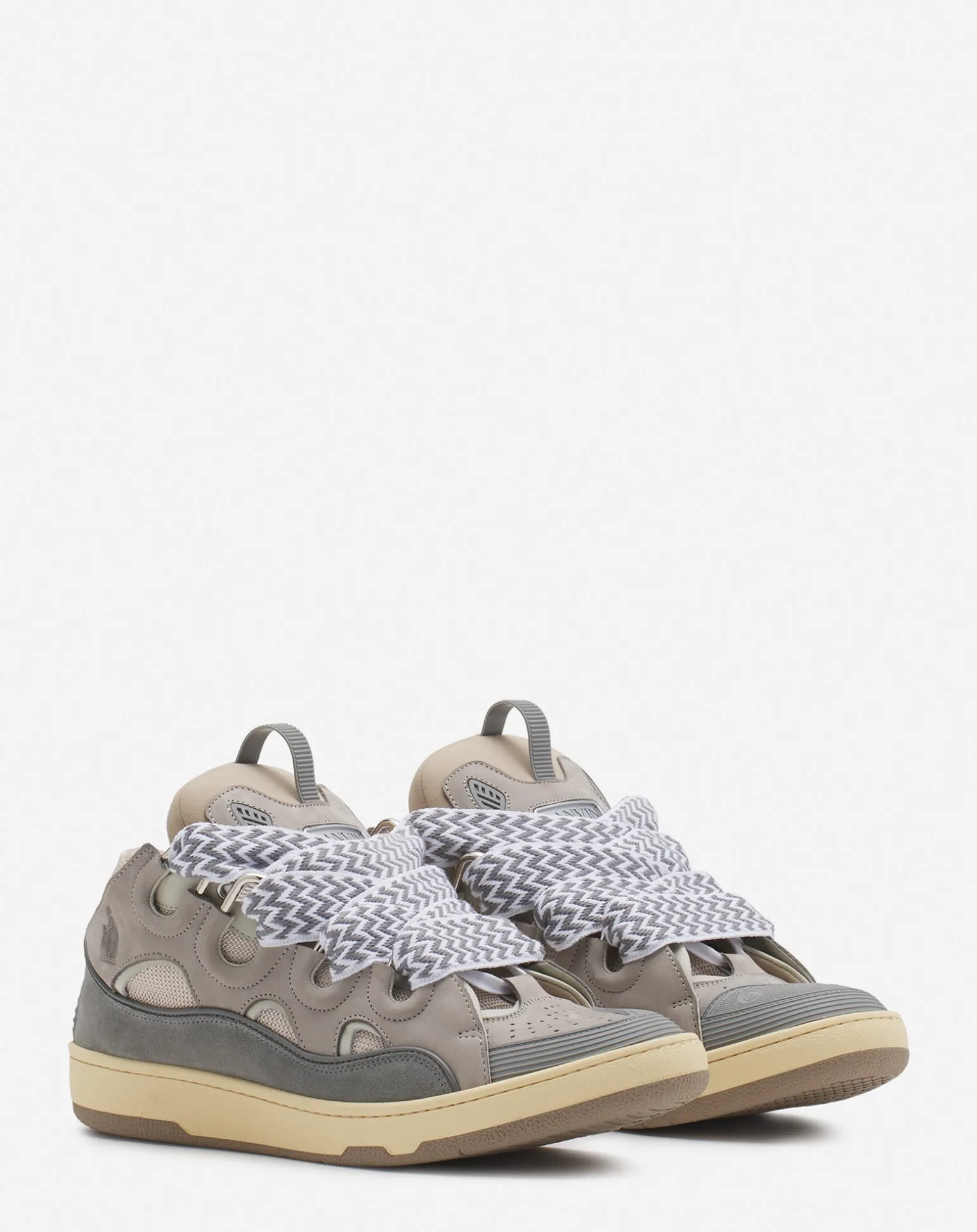 Lanvin Leather curb sneakers Grey Flash Sale