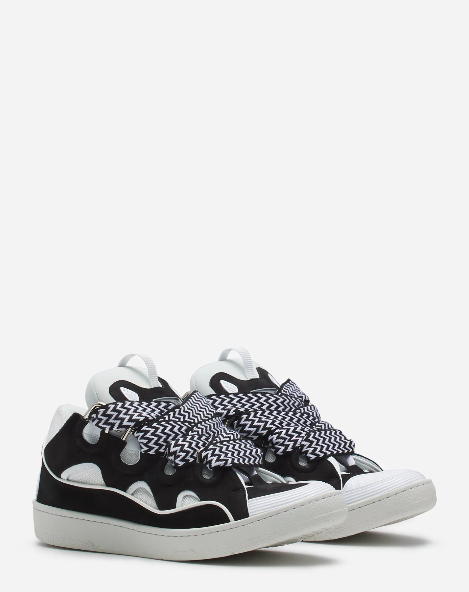 Lanvin Leather curb sneakers Black/white Best Sale