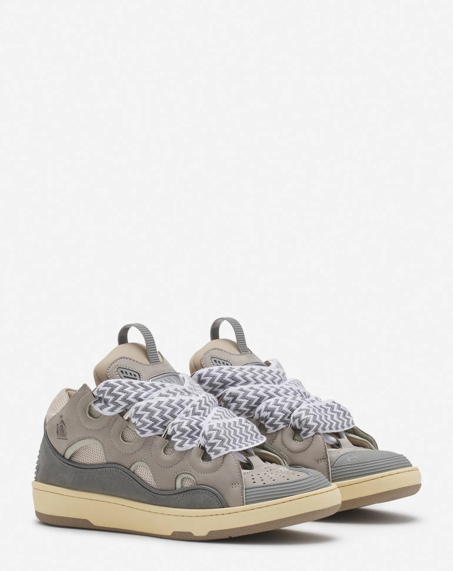 Lanvin Leather curb sneakers Grey Cheap