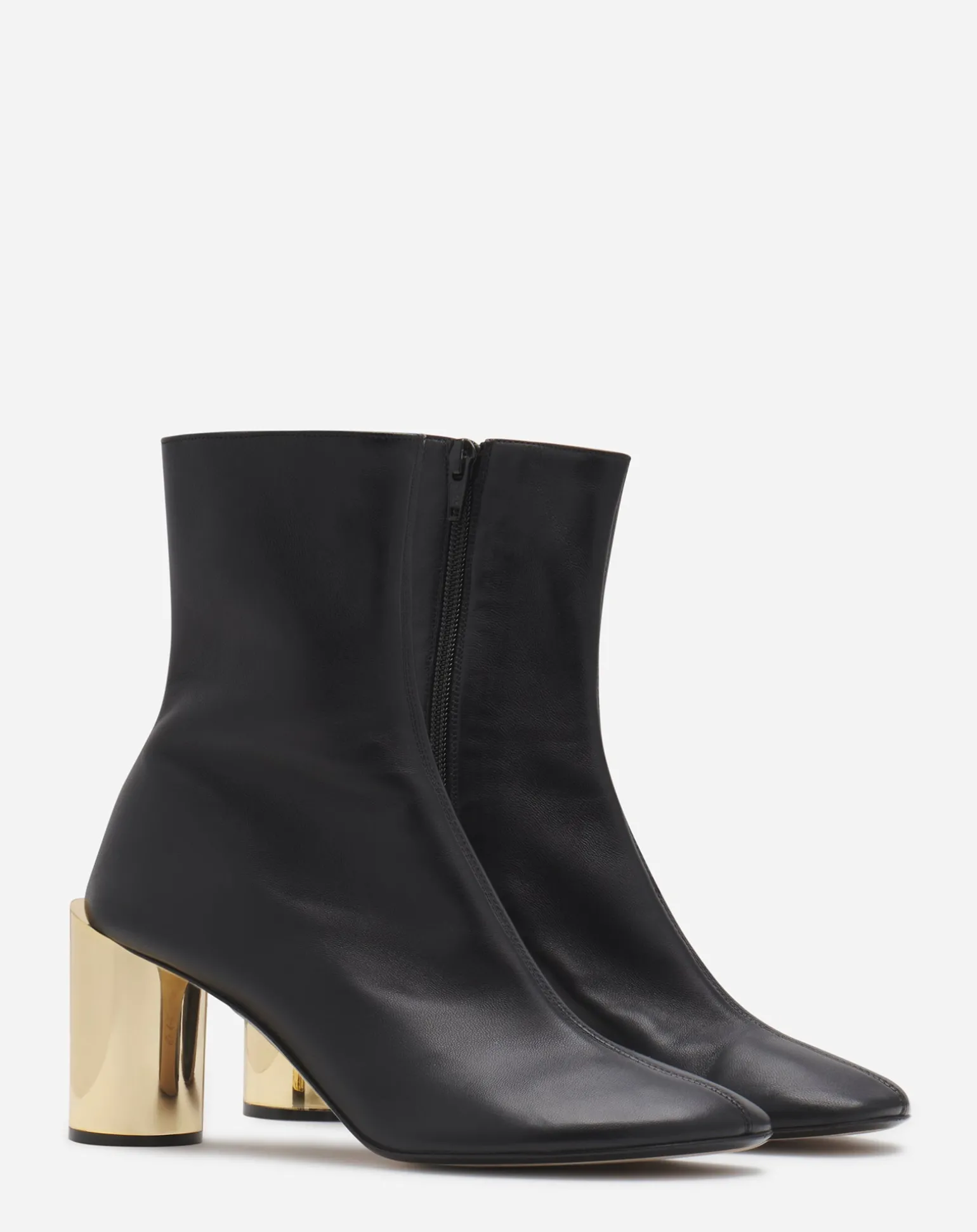 Lanvin Leather sequence by chunky heeled boots Black/gold Hot