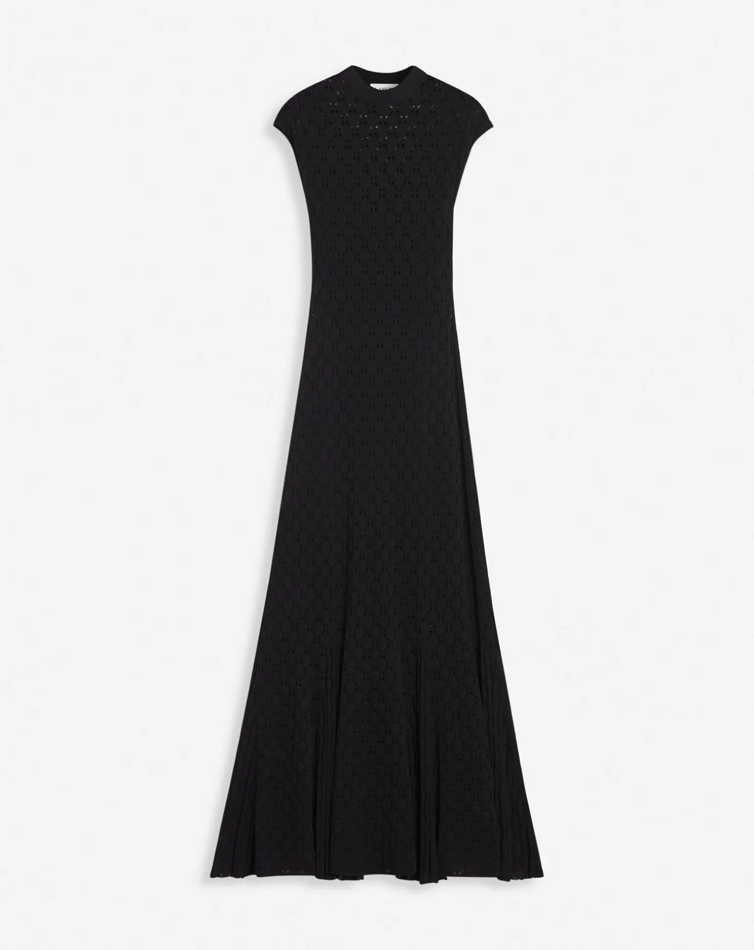 Lanvin Long dress in lace effect knit Black Discount