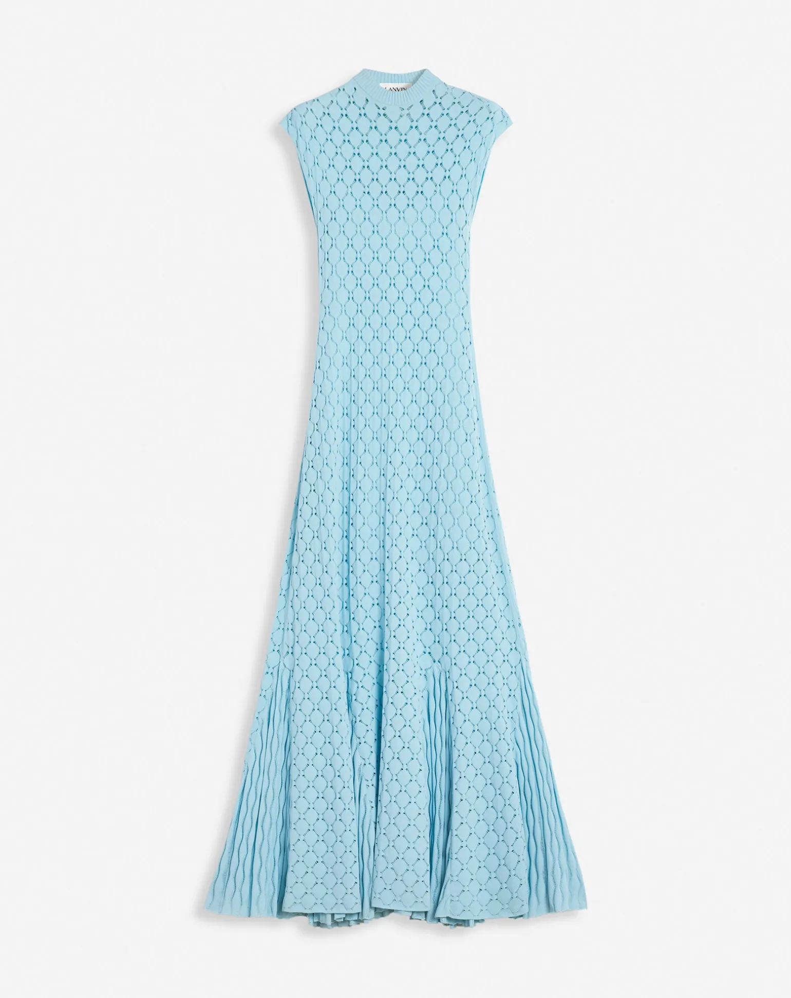 Lanvin Long dress in lace effect knit Budgie Hot