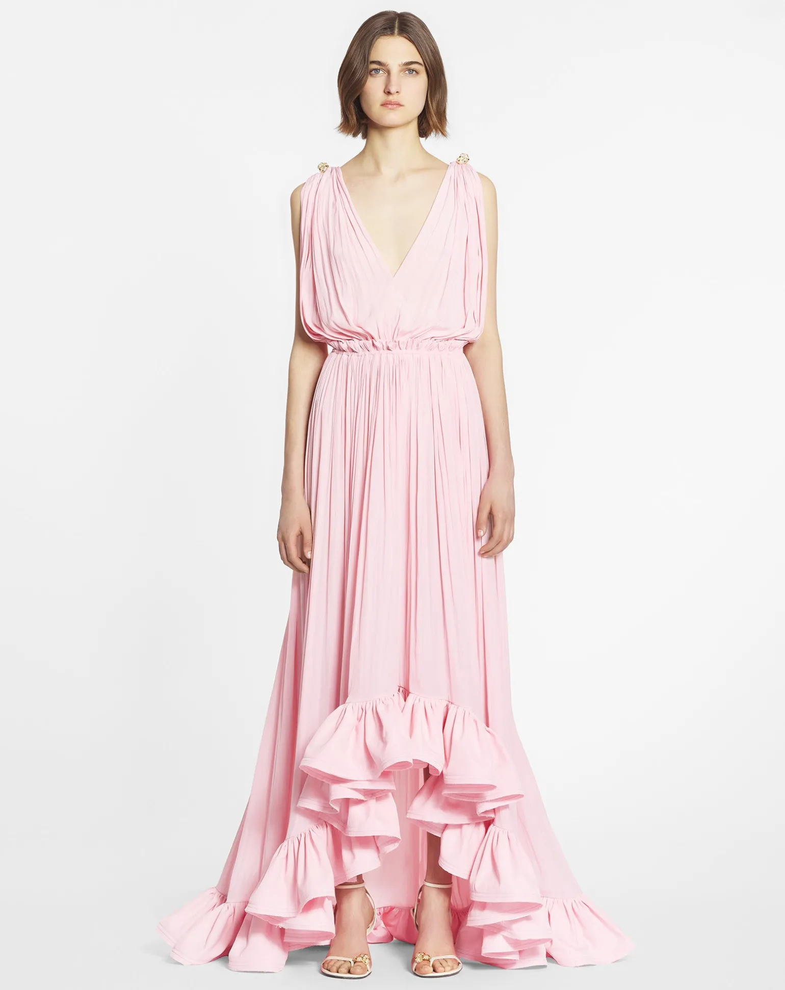 Lanvin Long dress with ruffles Lightpink Shop