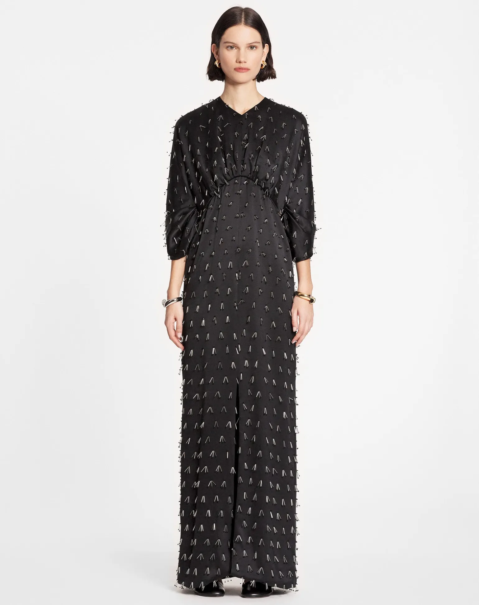 Lanvin Long embroidered dress Black Best Sale