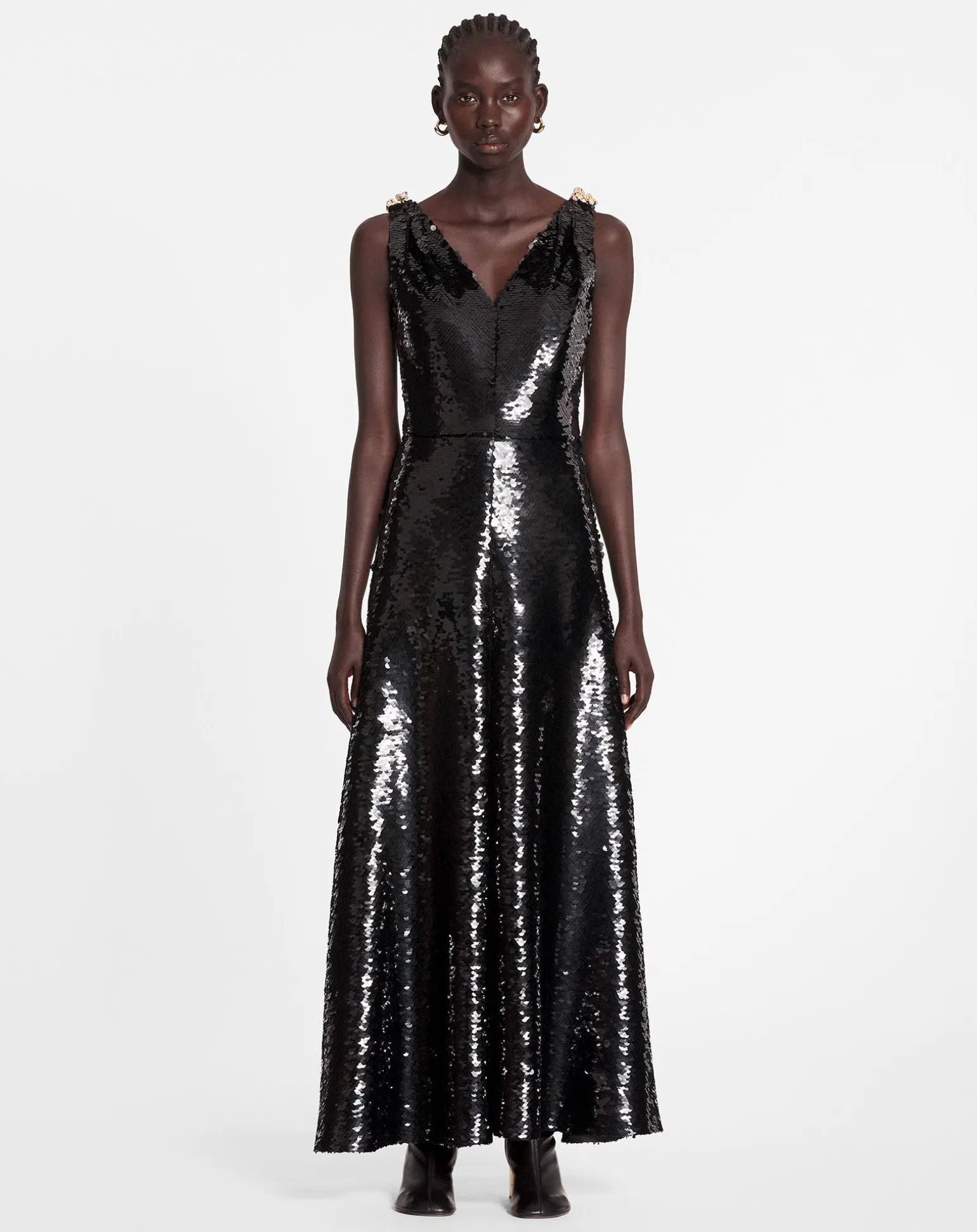 Lanvin Long embroidered sleeveless dress Black Best