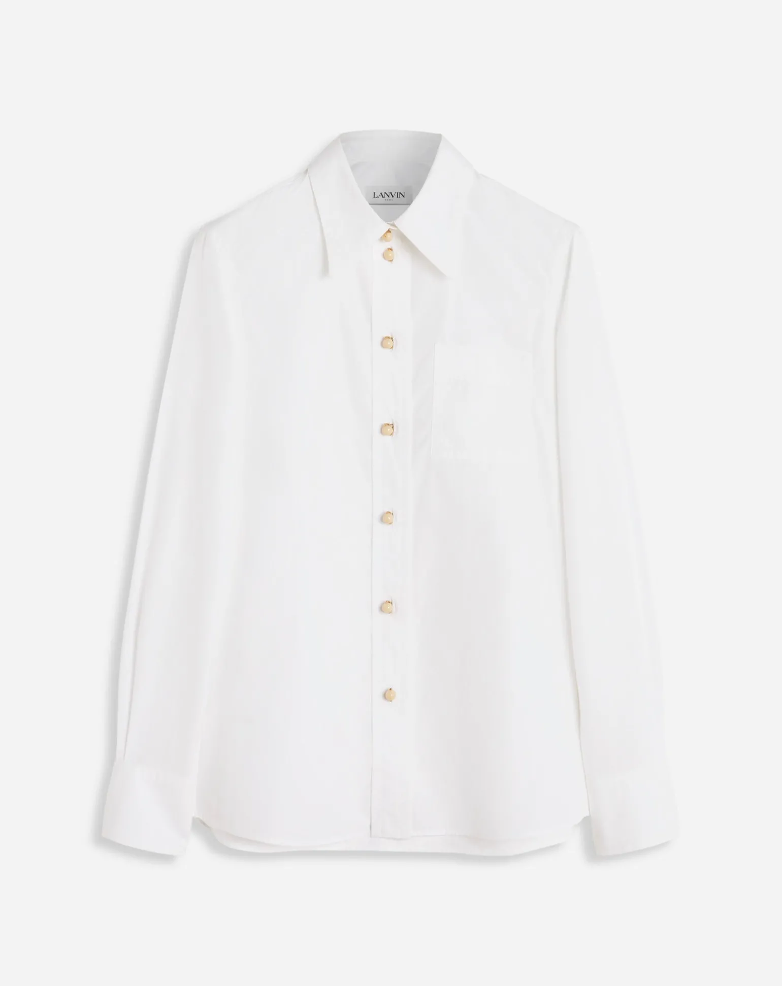 Lanvin Long sleeve shirt in poplin Opticalwhite Flash Sale