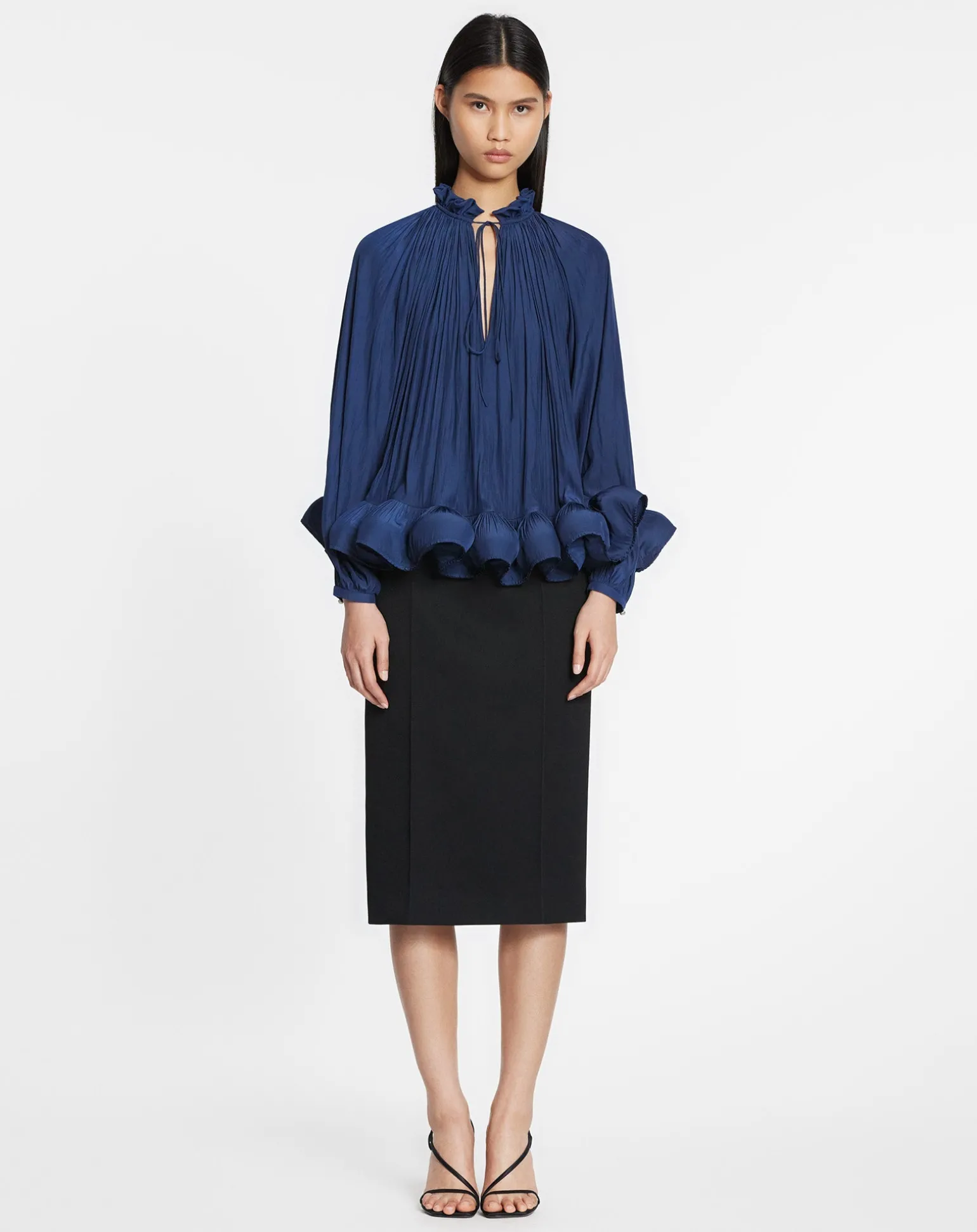 Lanvin Long-sleeve charmeuse blouse Inkblue Store