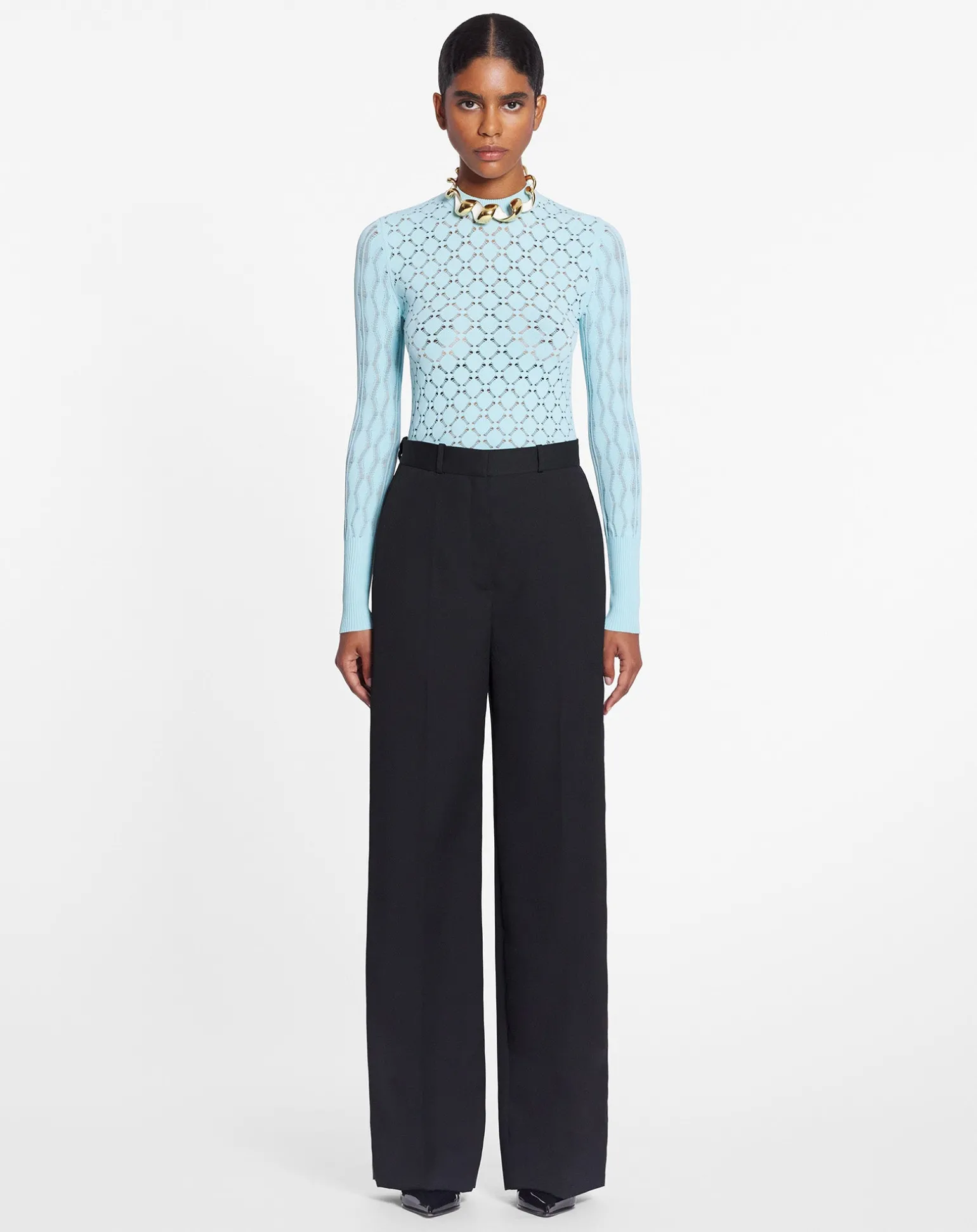 Lanvin Long-sleeved top in lace effect knit Budgie Discount