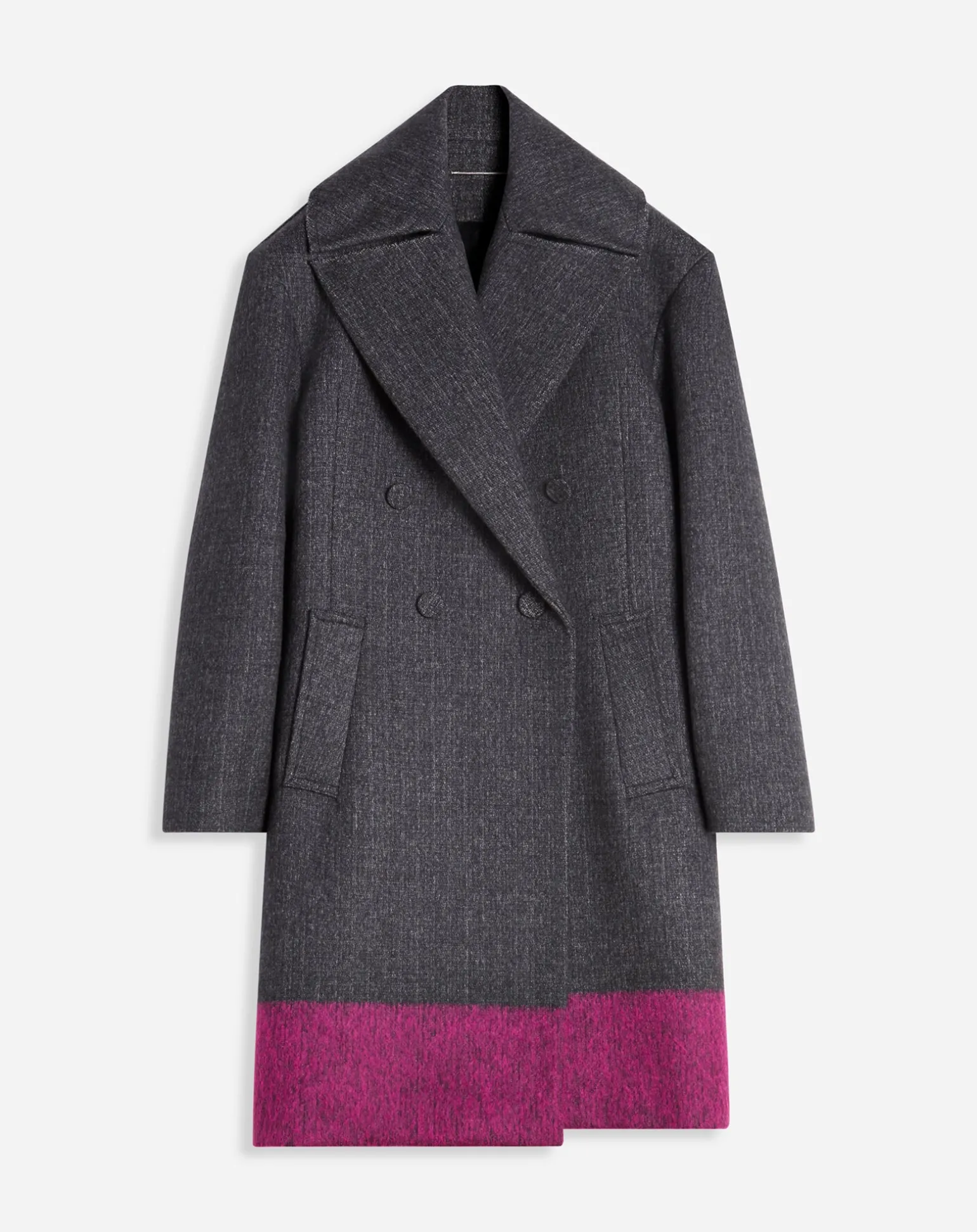 Lanvin Loose-fit two-tone coat Fuchsia/anthracite Flash Sale