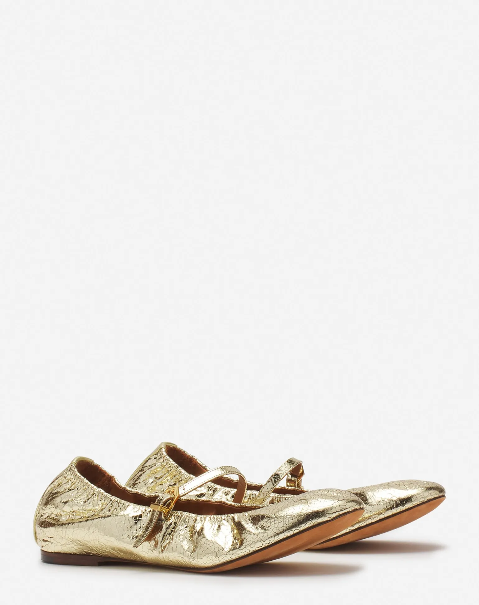 Lanvin Mary jane in crackled metallic leather Gold Store