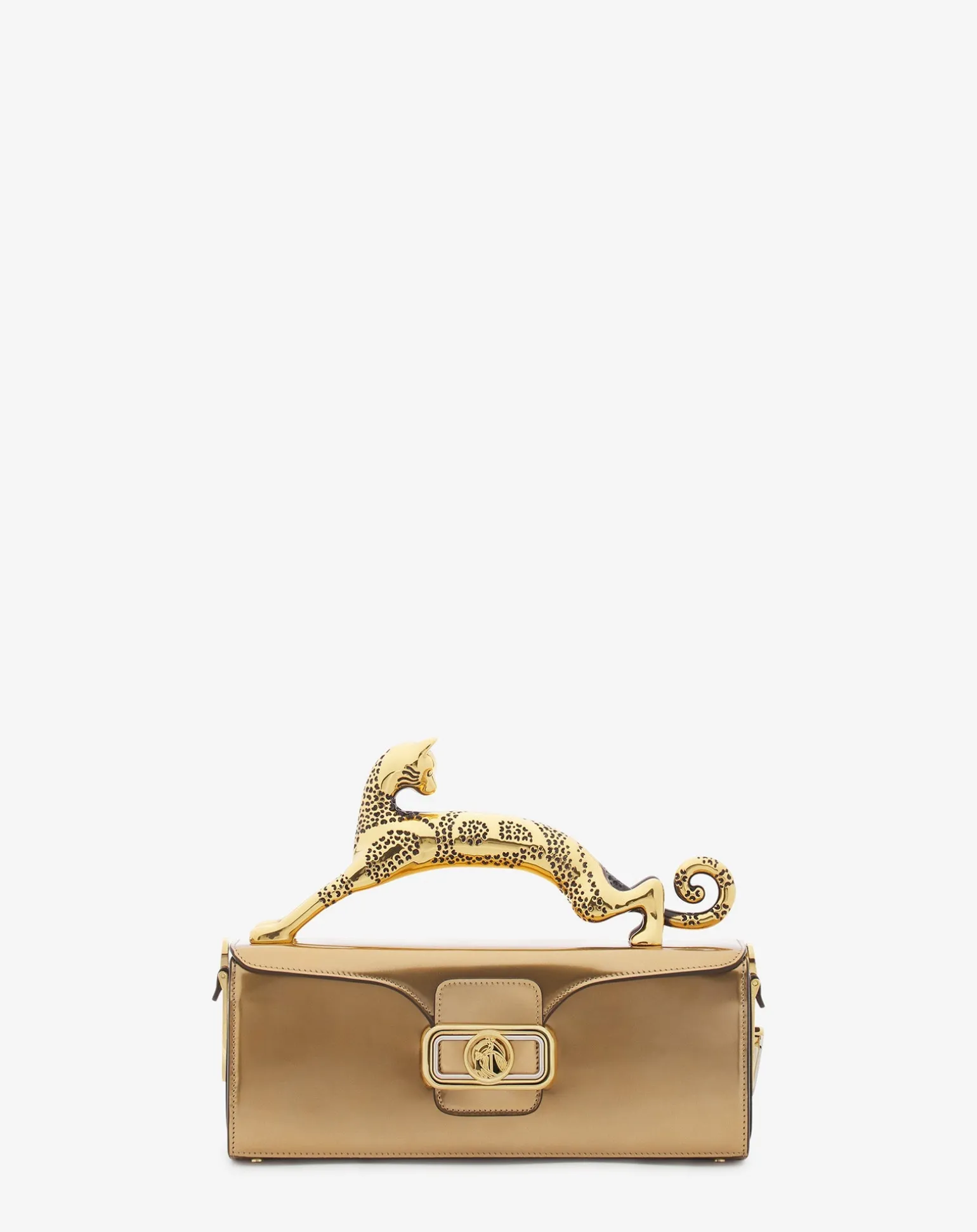 Lanvin Medium pencil cat bag in metallic leather Gold Hot