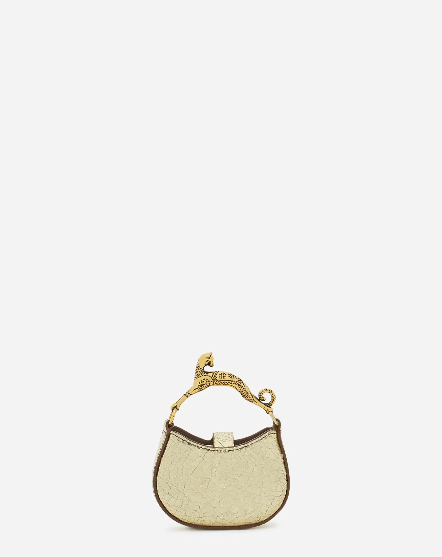 Lanvin Micro hobo cat charm bag in crackled metallic leather Gold Shop