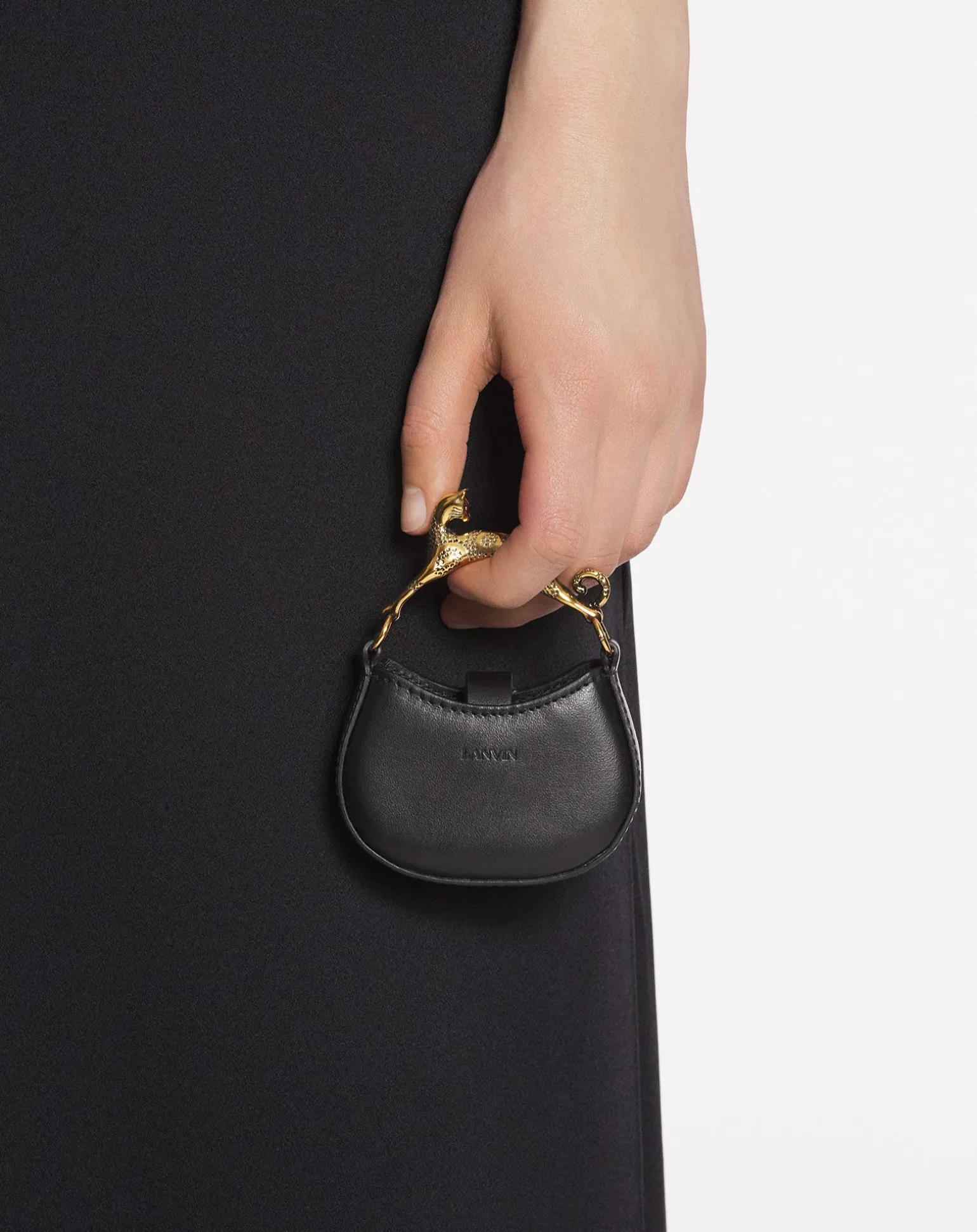 Lanvin Micro hobo cat charm bag in leather Black Outlet