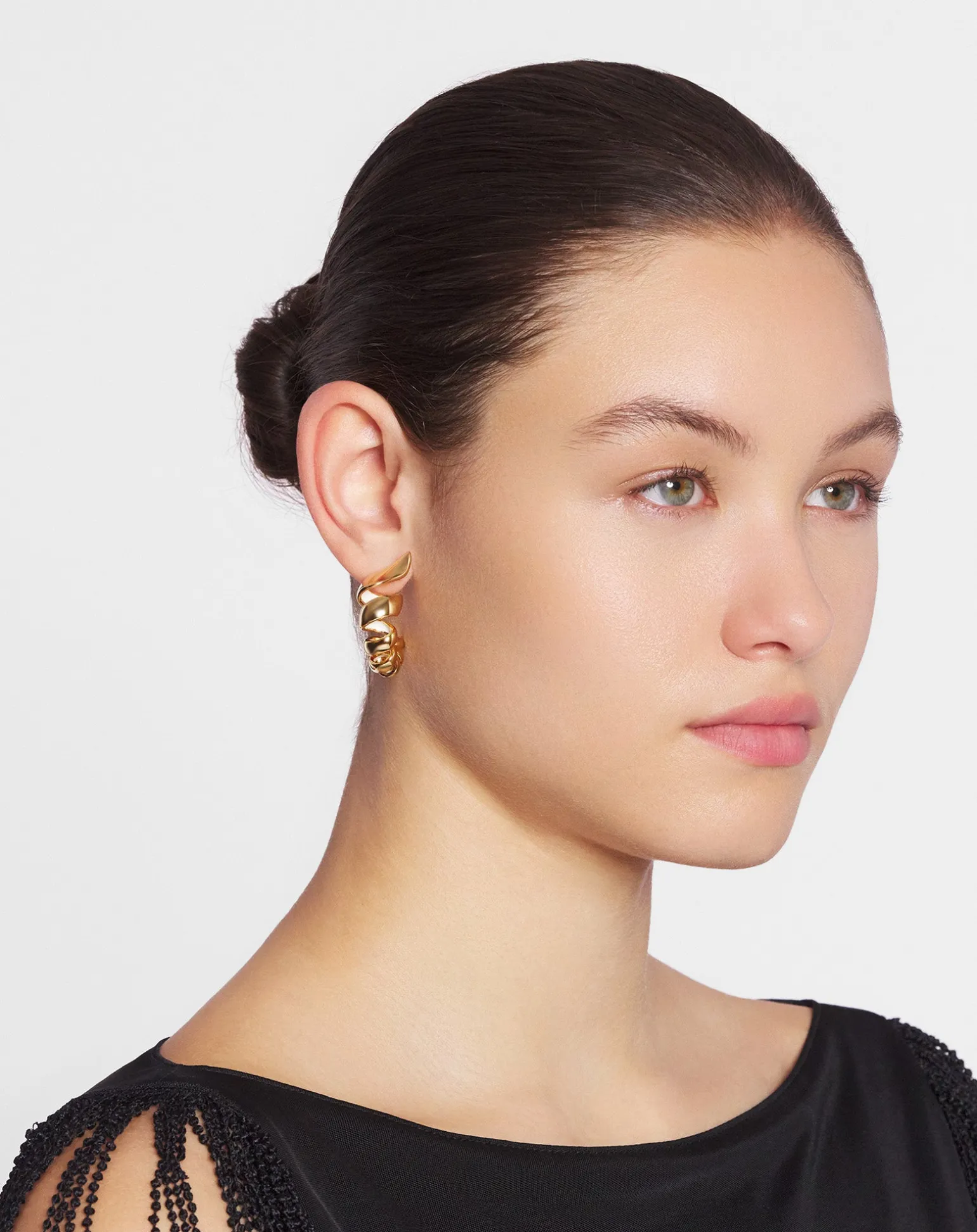 Lanvin Mélodie ribbon creole earrings Gold/moon Online