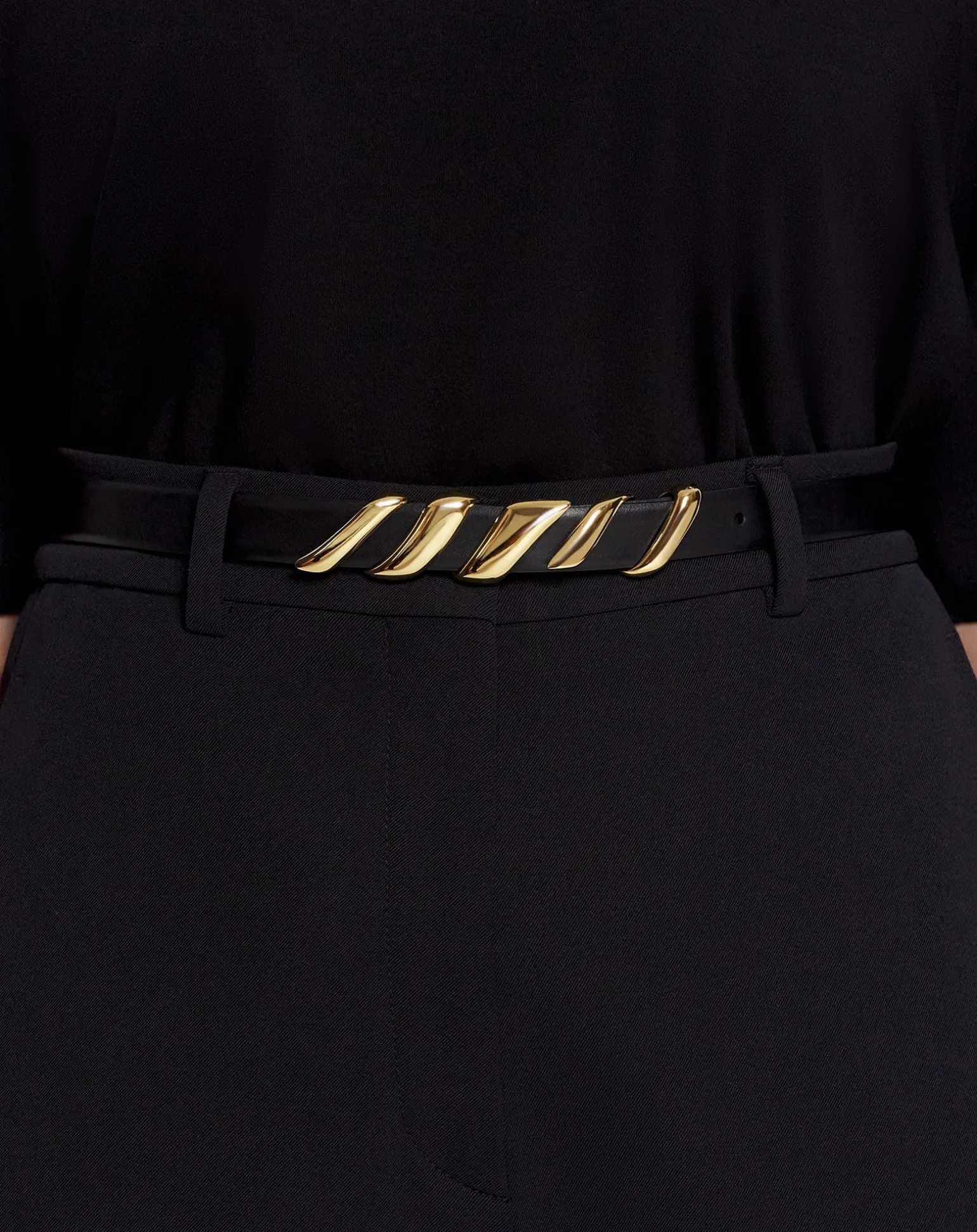 Lanvin Mélodie ribbon leather belt Black Shop