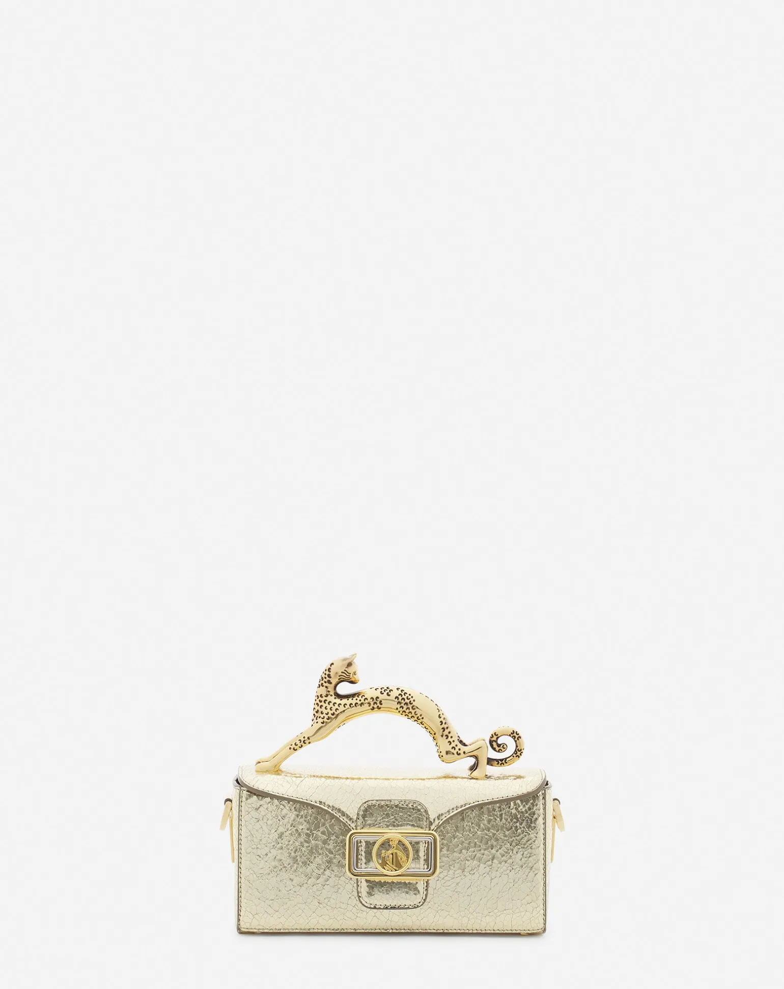 Lanvin Nano pencil cat bag in crackled metallic leather Gold Shop