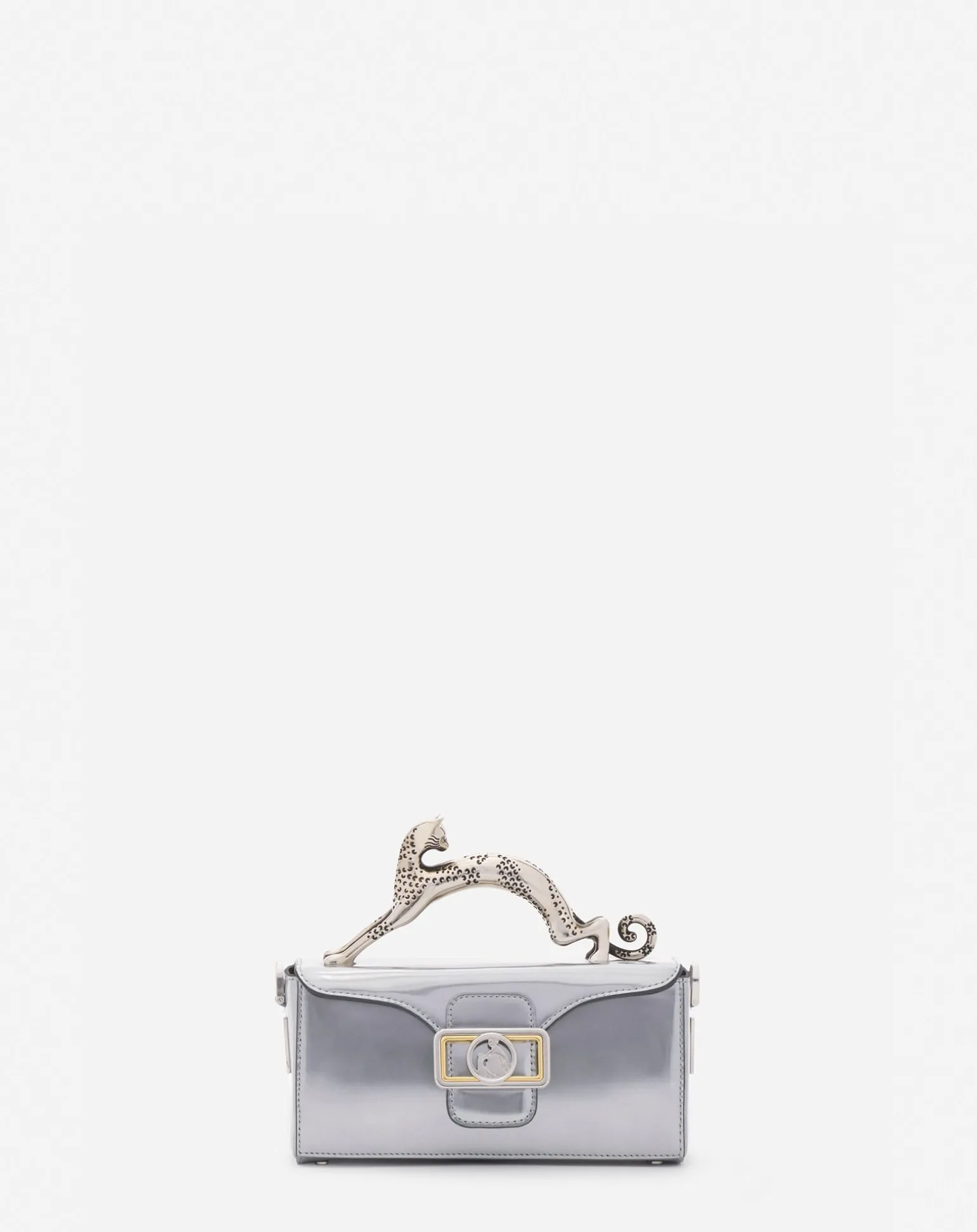 Lanvin Nano pencil cat bag in metallic leather Silver Clearance