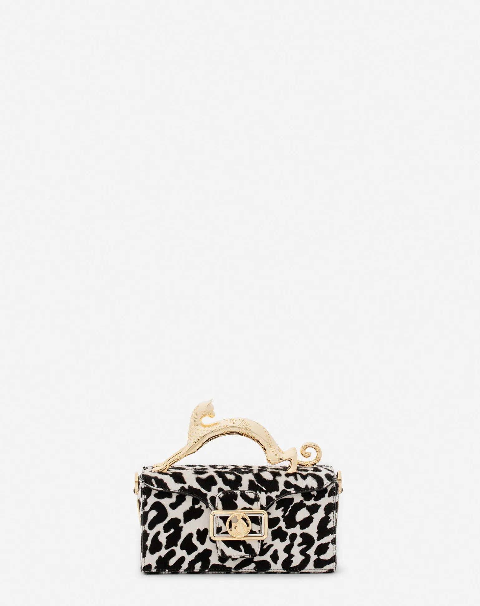 Lanvin Nano pencil cat bag in pony-effect leather Black/white Store