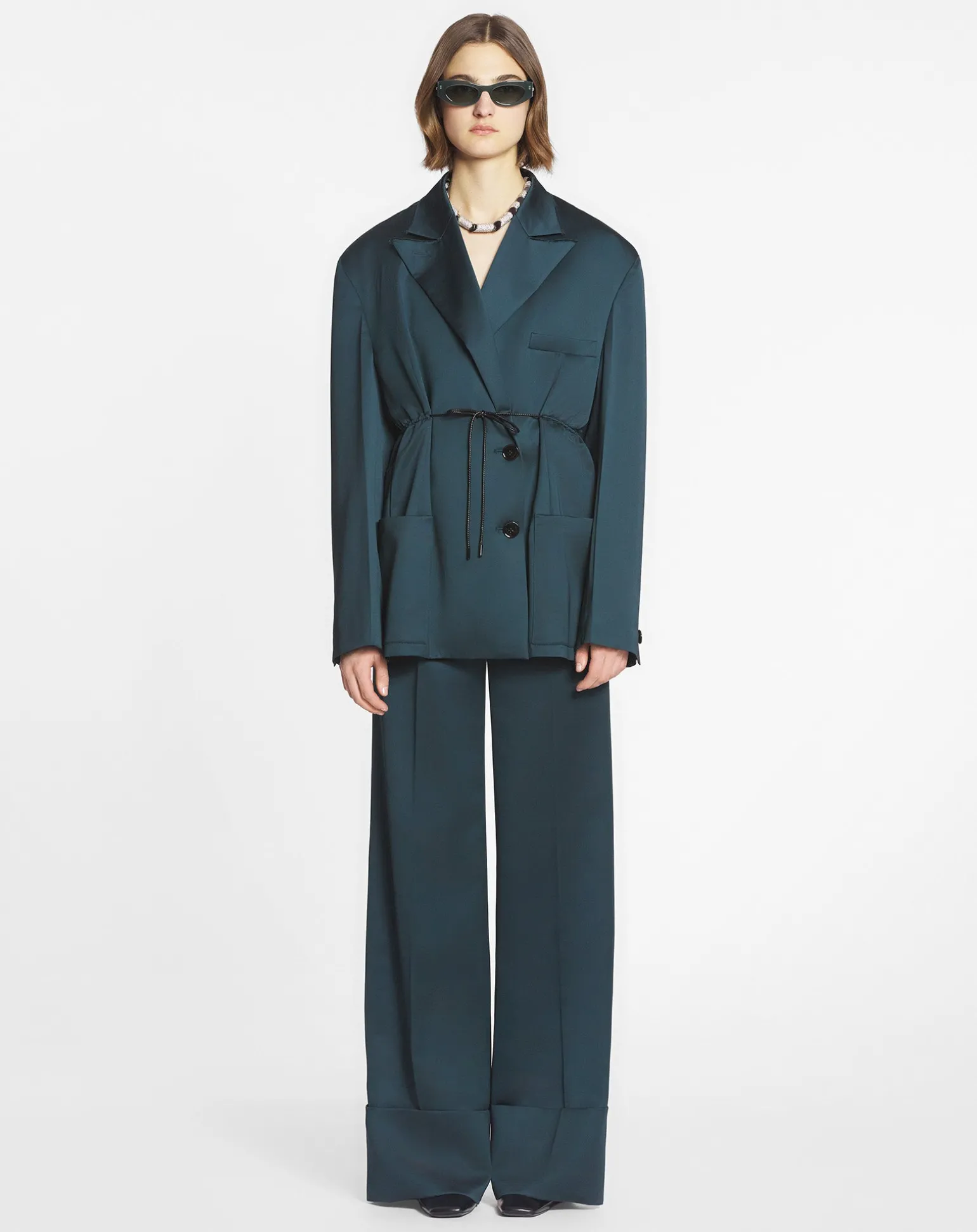 Lanvin Oversized belted jacket Forestgreen Outlet