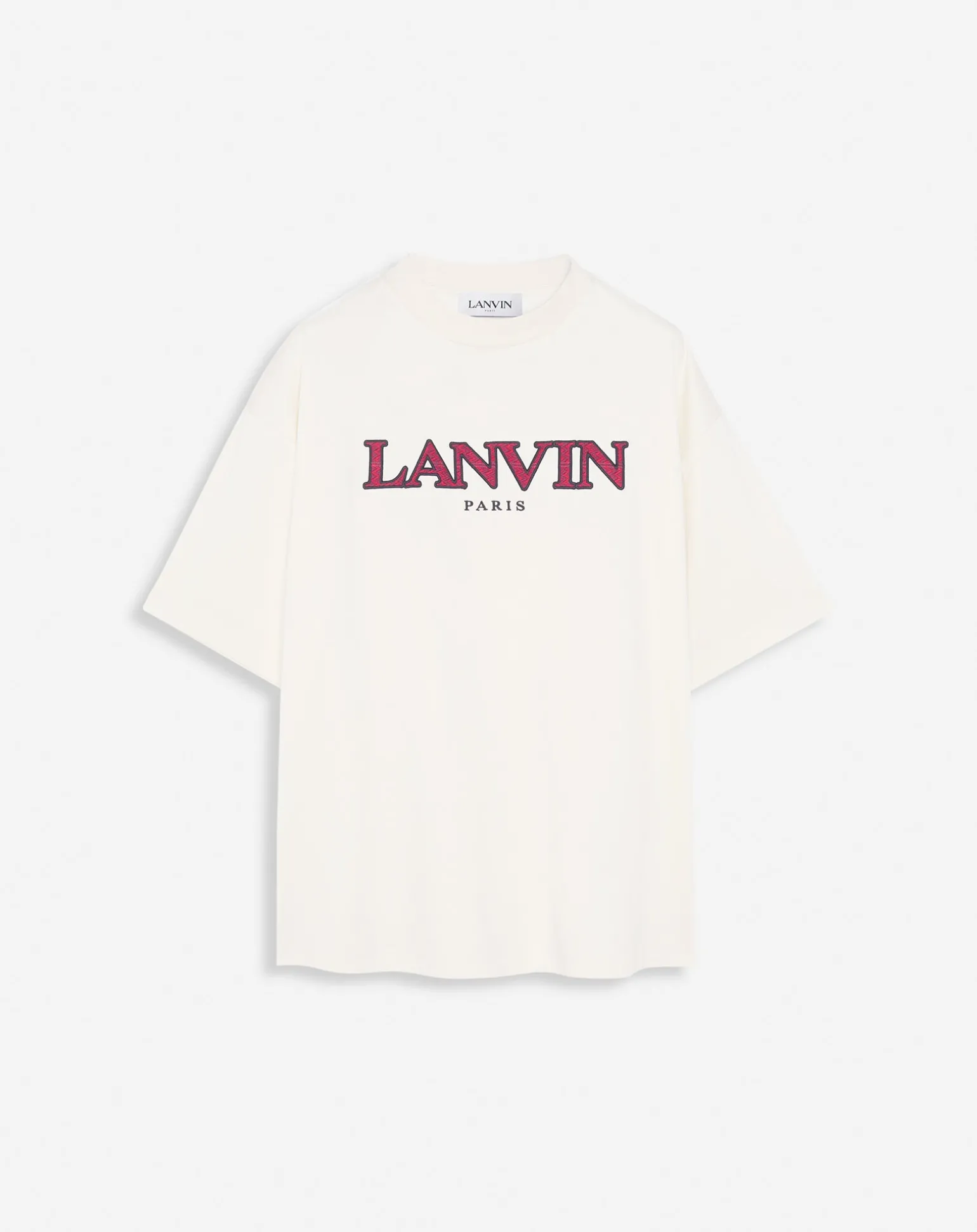 Lanvin Oversized embroidered curb t-shirt Cream Discount