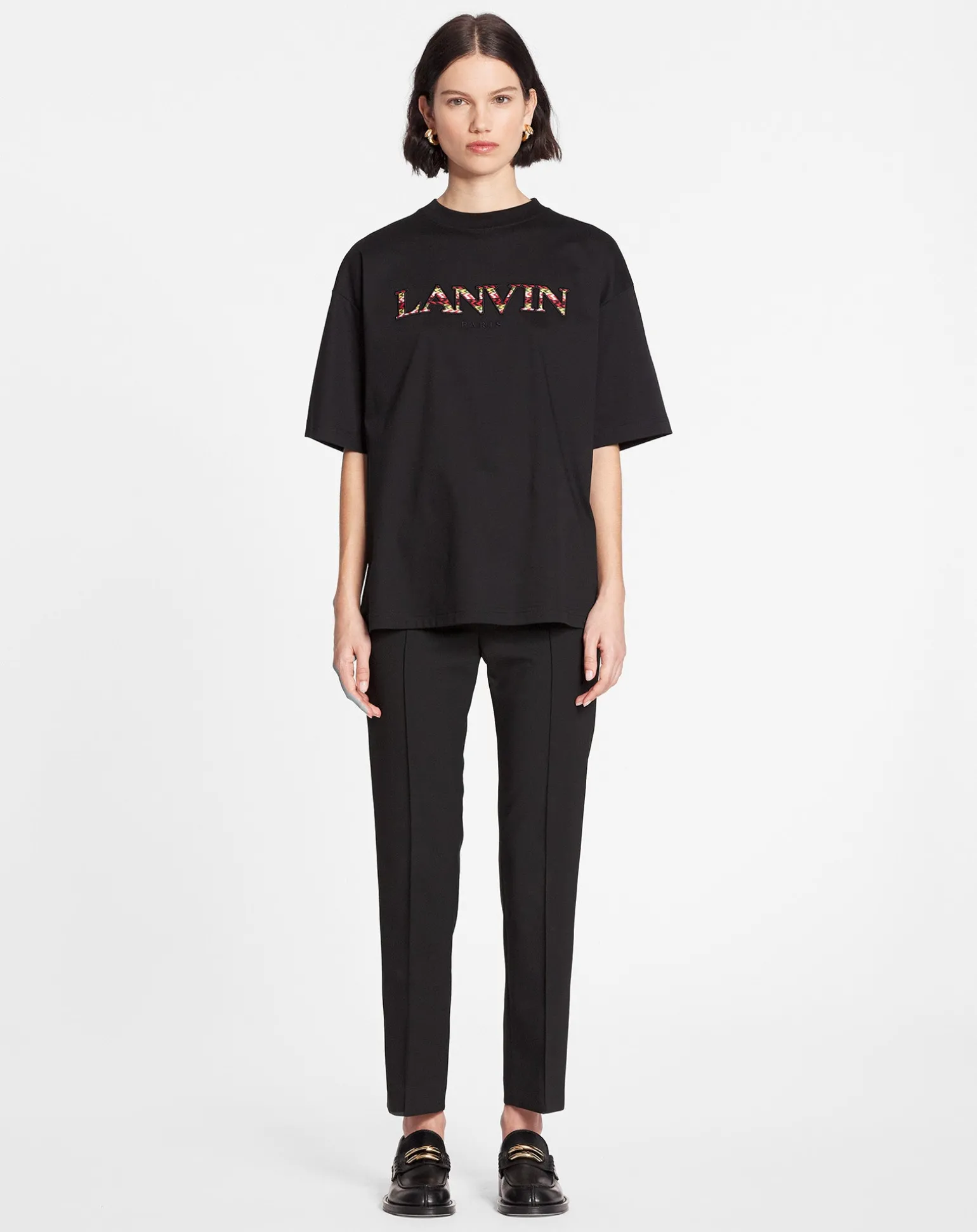 Lanvin Oversized embroidered curb t-shirt Black Outlet