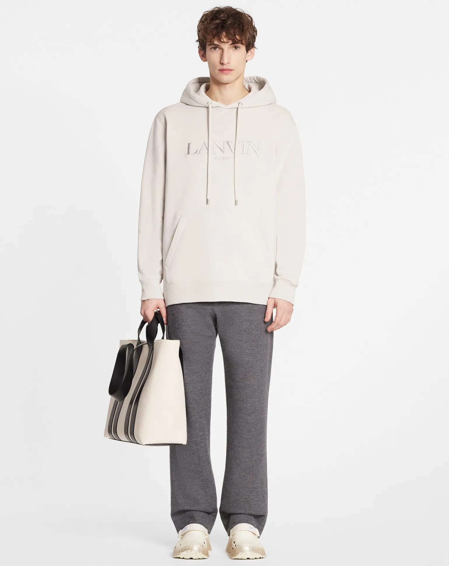 Lanvin Oversized embroidered paris hoodie Mastic Hot