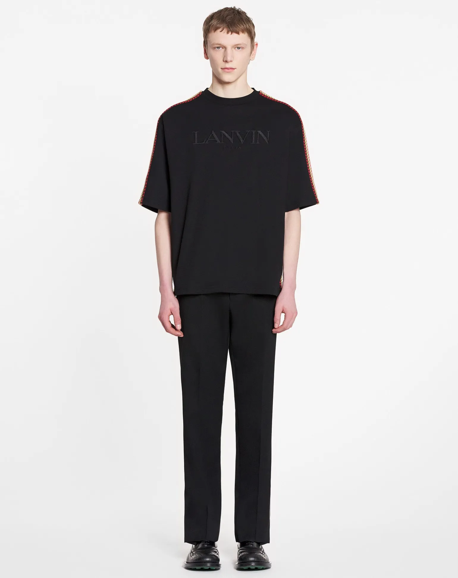 Lanvin Oversized embroidered side curb t-shirt Black Discount