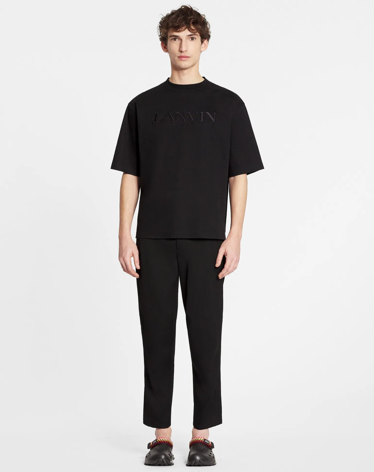 Lanvin Oversized paris embroidered t-shirt Black Discount