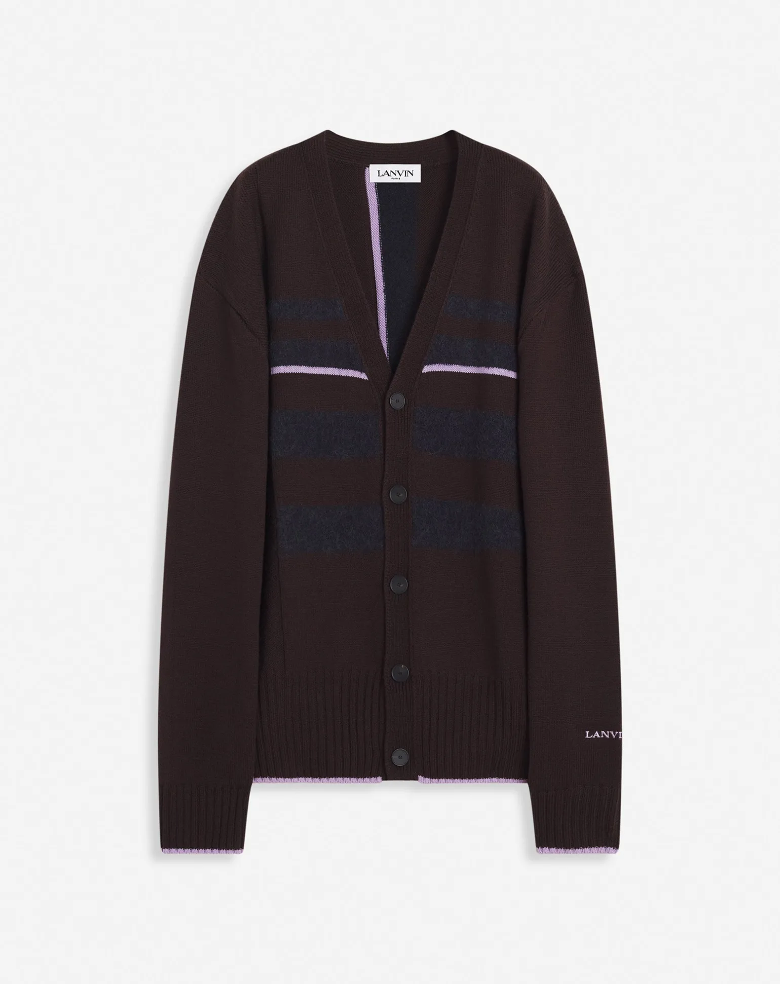 Lanvin Oversized striped cardigan Marronglace Fashion