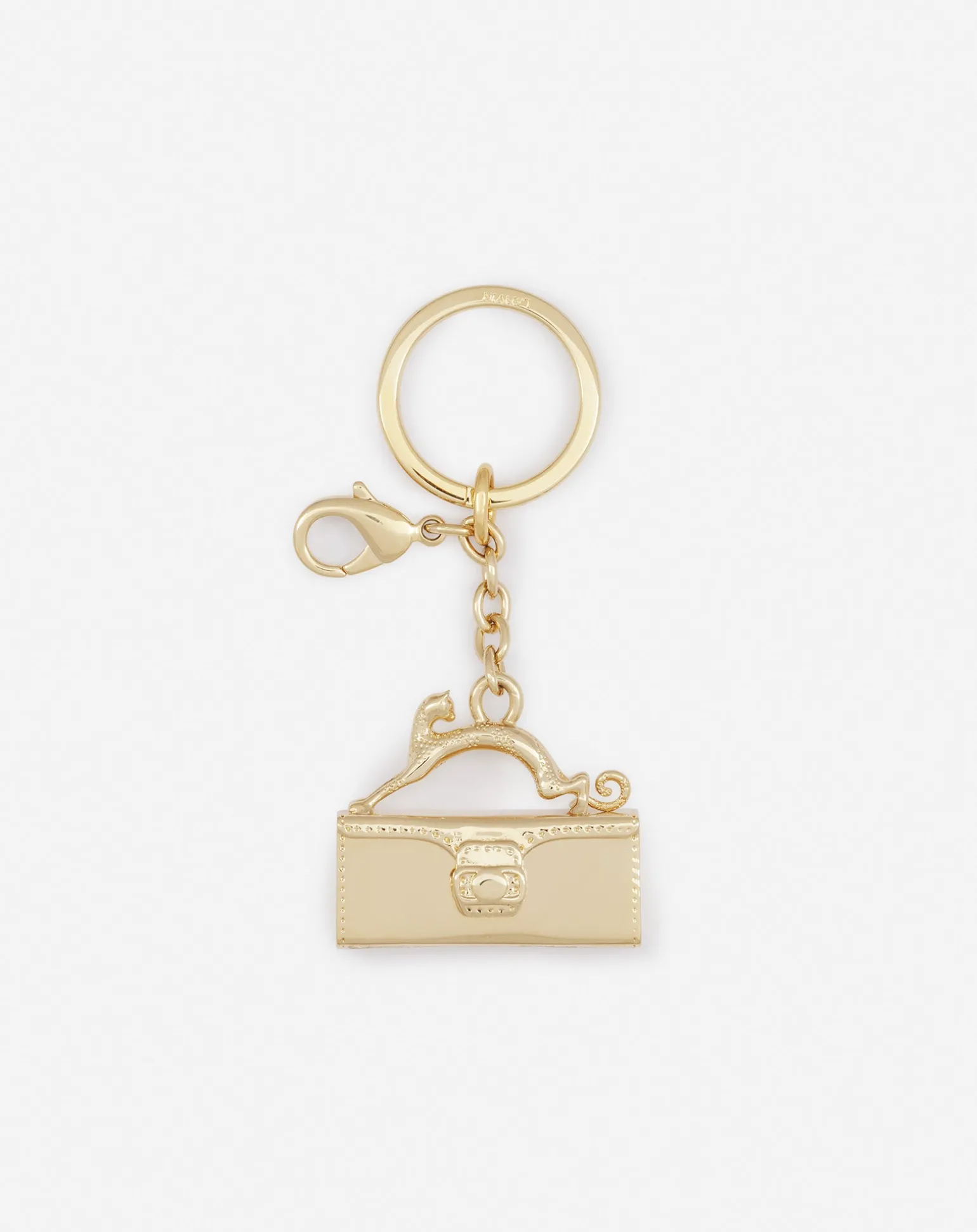 Lanvin Pencil cat brass key ring Gold New