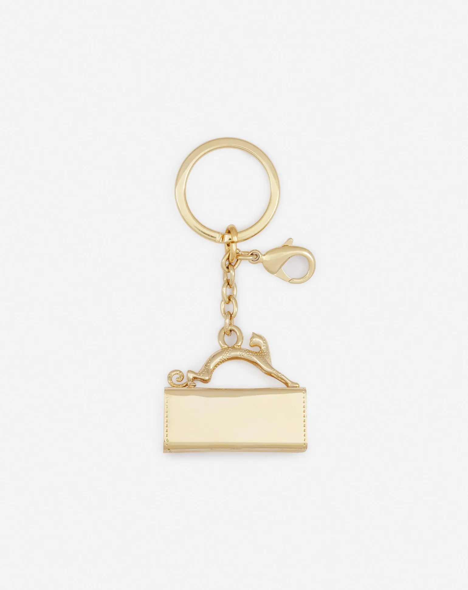 Lanvin Pencil cat brass key ring Gold New