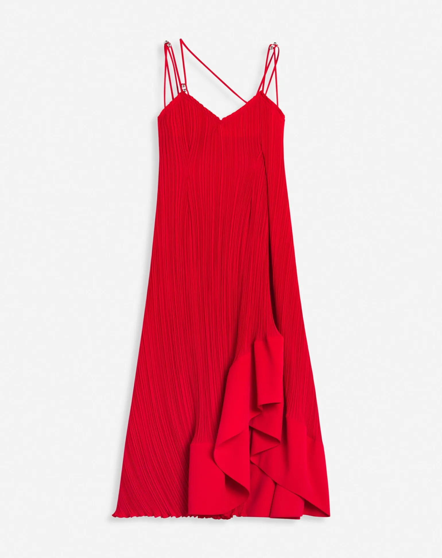 Lanvin Pleated dress with straps Flame Hot