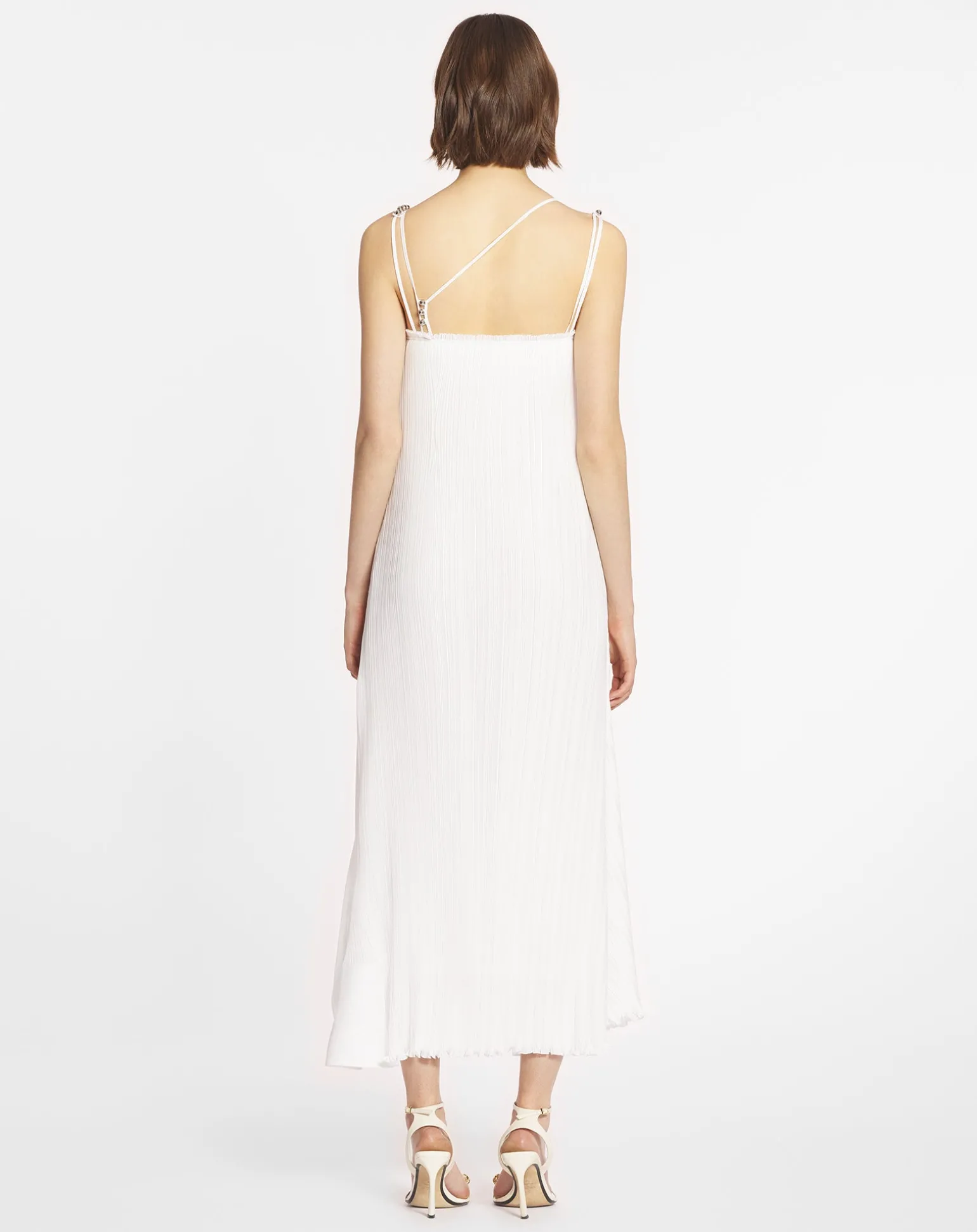 Lanvin Pleated dress with straps Offwhite Sale