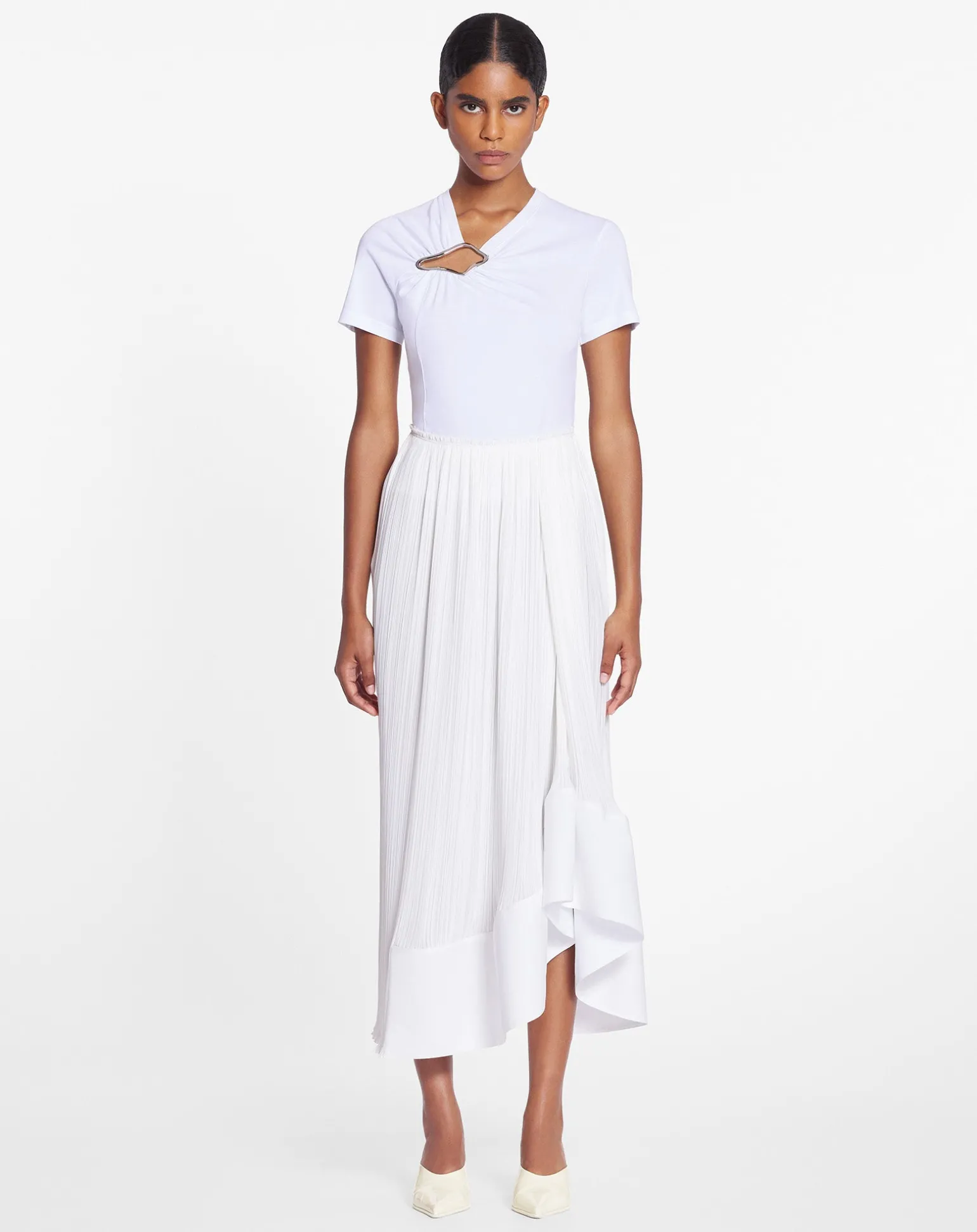 Lanvin Pleated midi skirt Offwhite Outlet