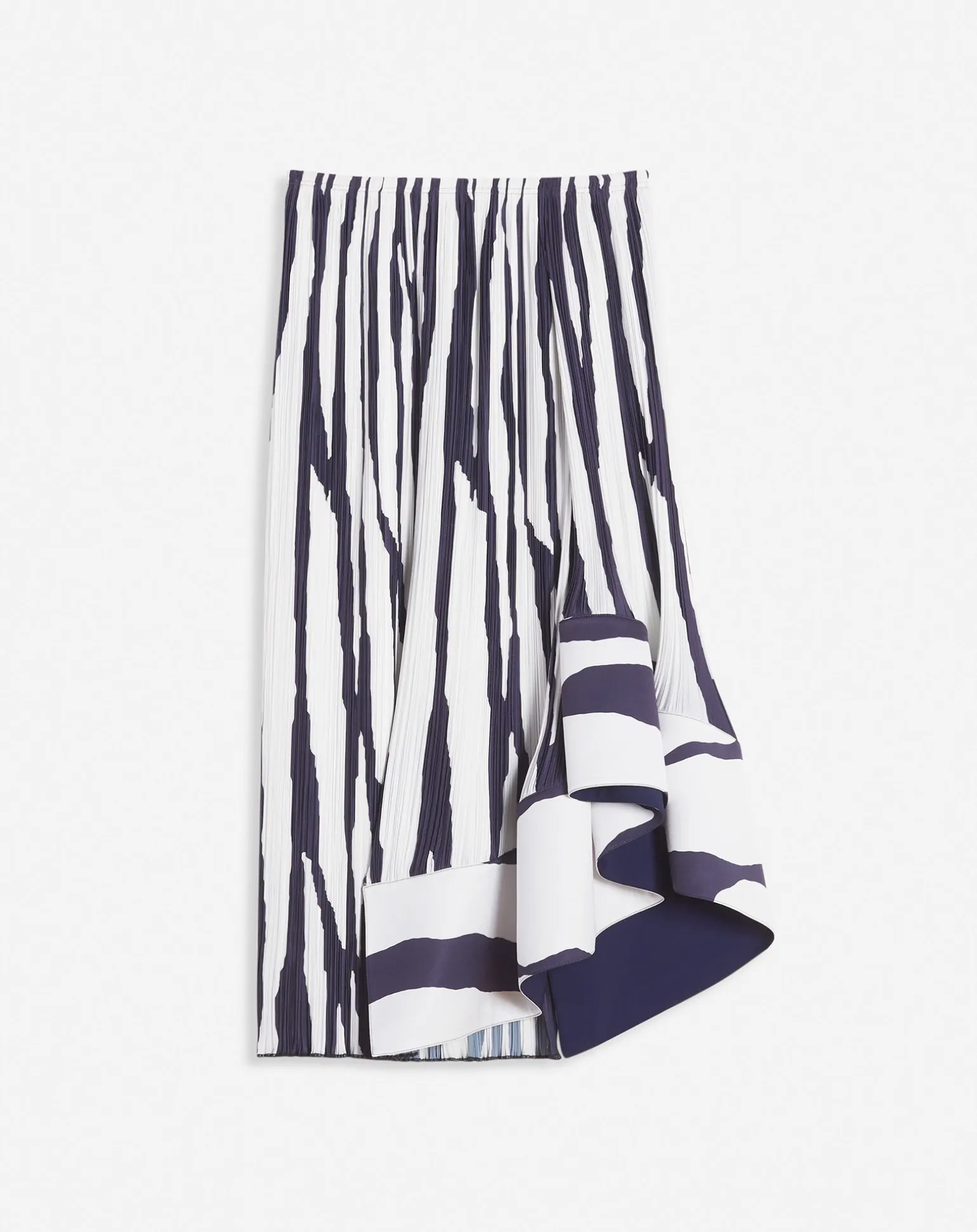 Lanvin Printed pleated midi skirt White/japaneseink Flash Sale