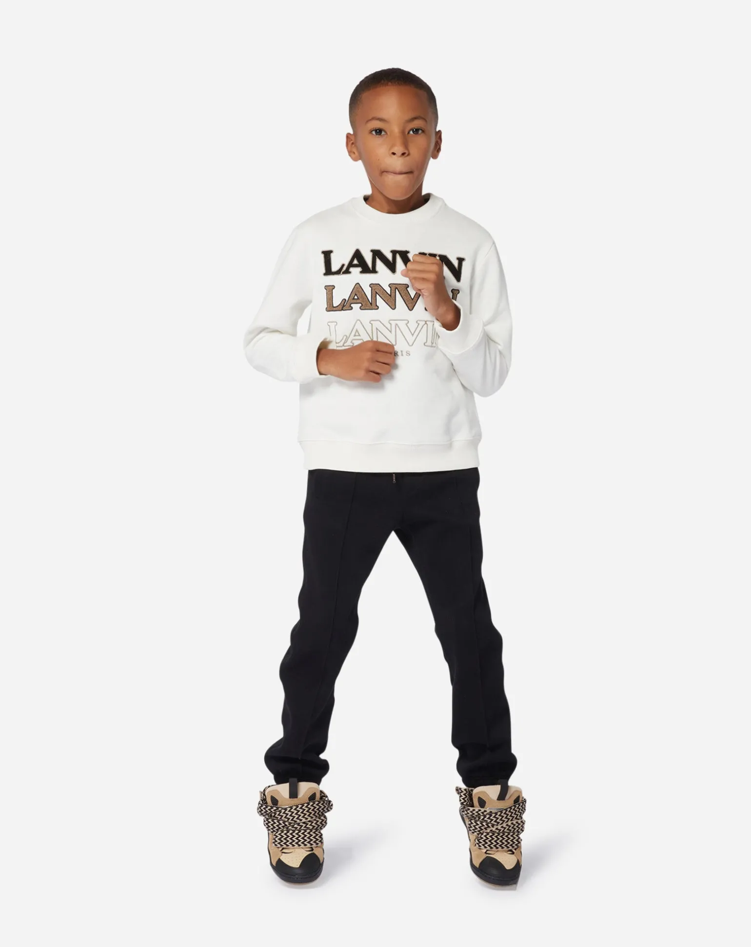 Lanvin Round-neck logo sweatshirt Opticwhite Sale