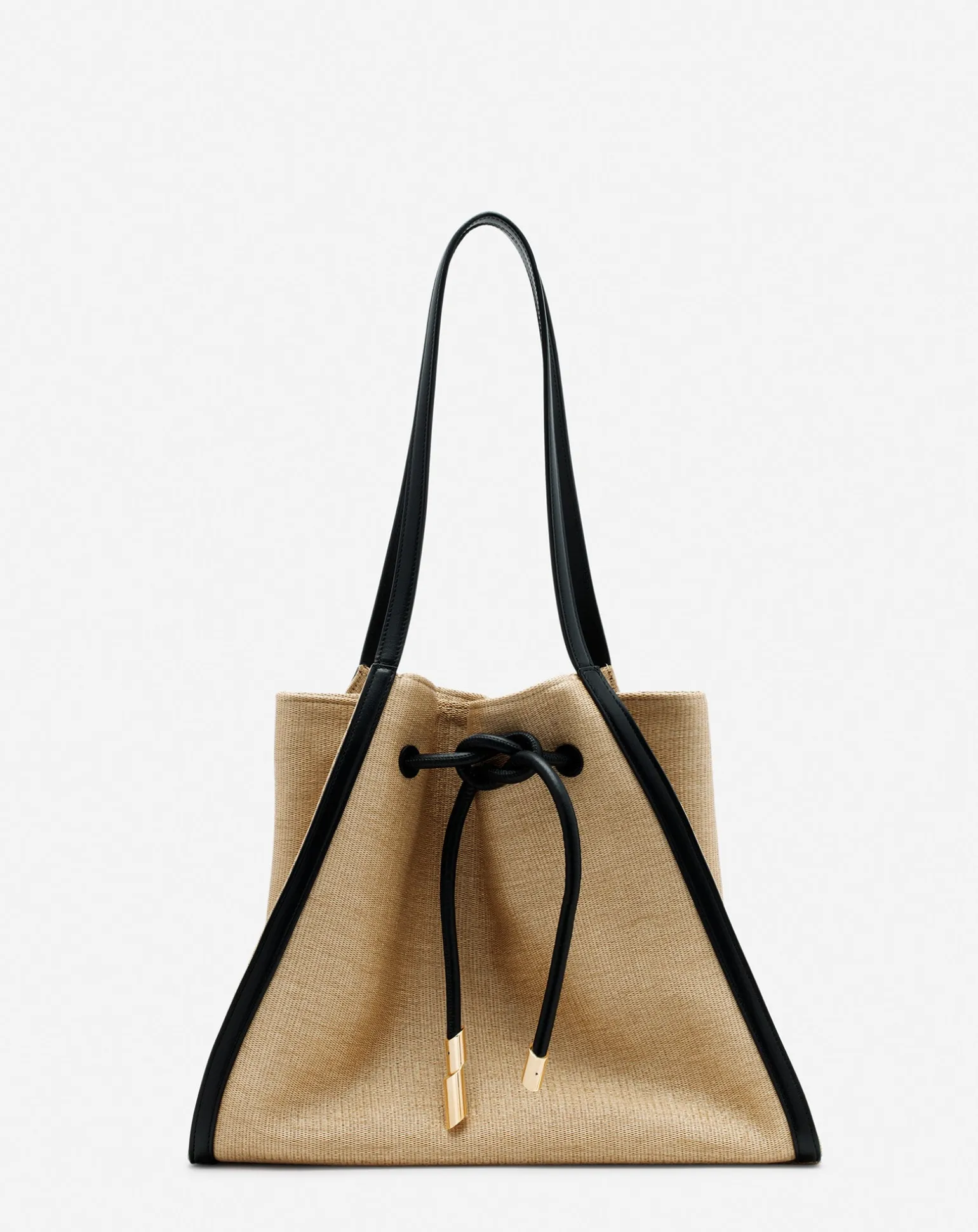 Lanvin Sequence bag in leather and raffia Natural/black Best Sale