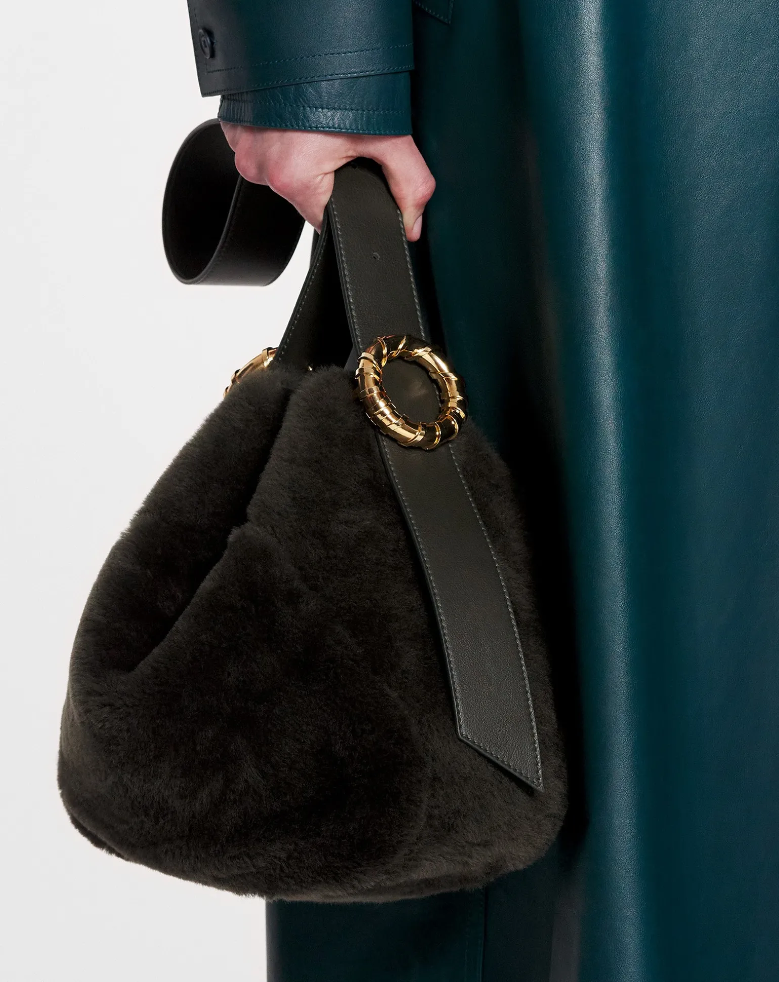 Lanvin Shearling mélodie hobo bag Loden Outlet