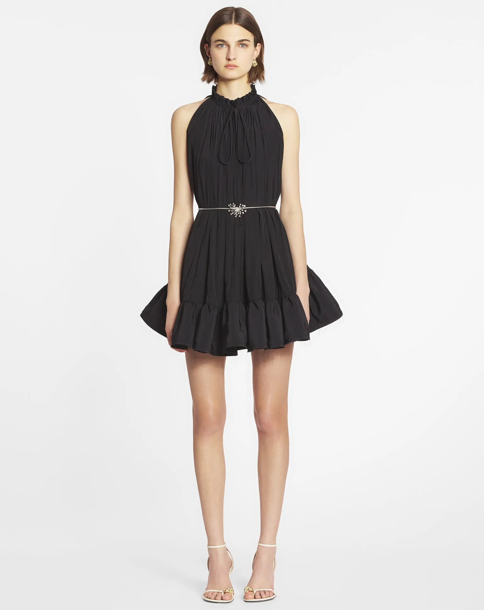 Lanvin Short dress with ruffles Black Clearance