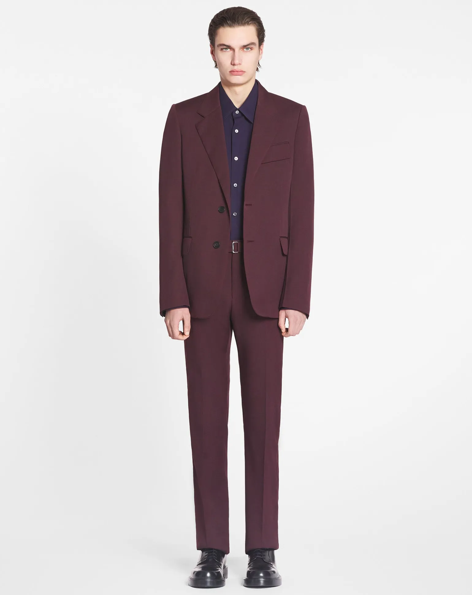 Lanvin Single-breasted wool jacket Burgundy Flash Sale