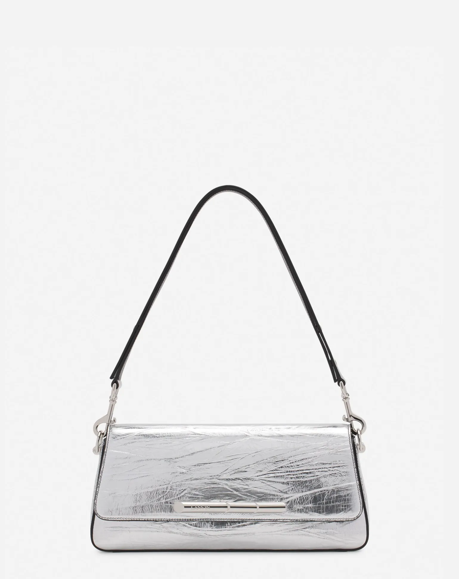 Lanvin Séquence by baguette bag in metallic leather Silver Cheap