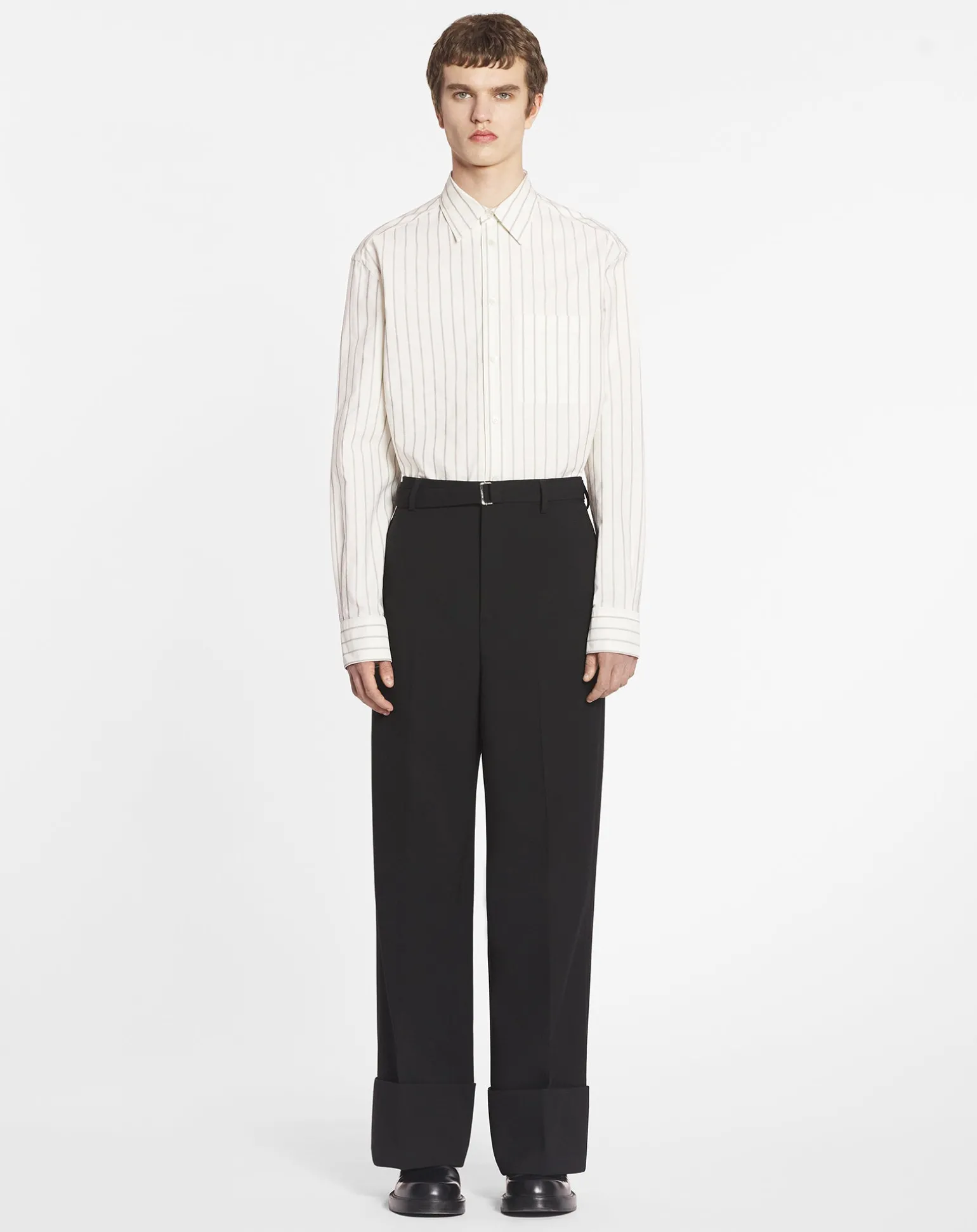 Lanvin Straight striped shirt White/mahogany Sale