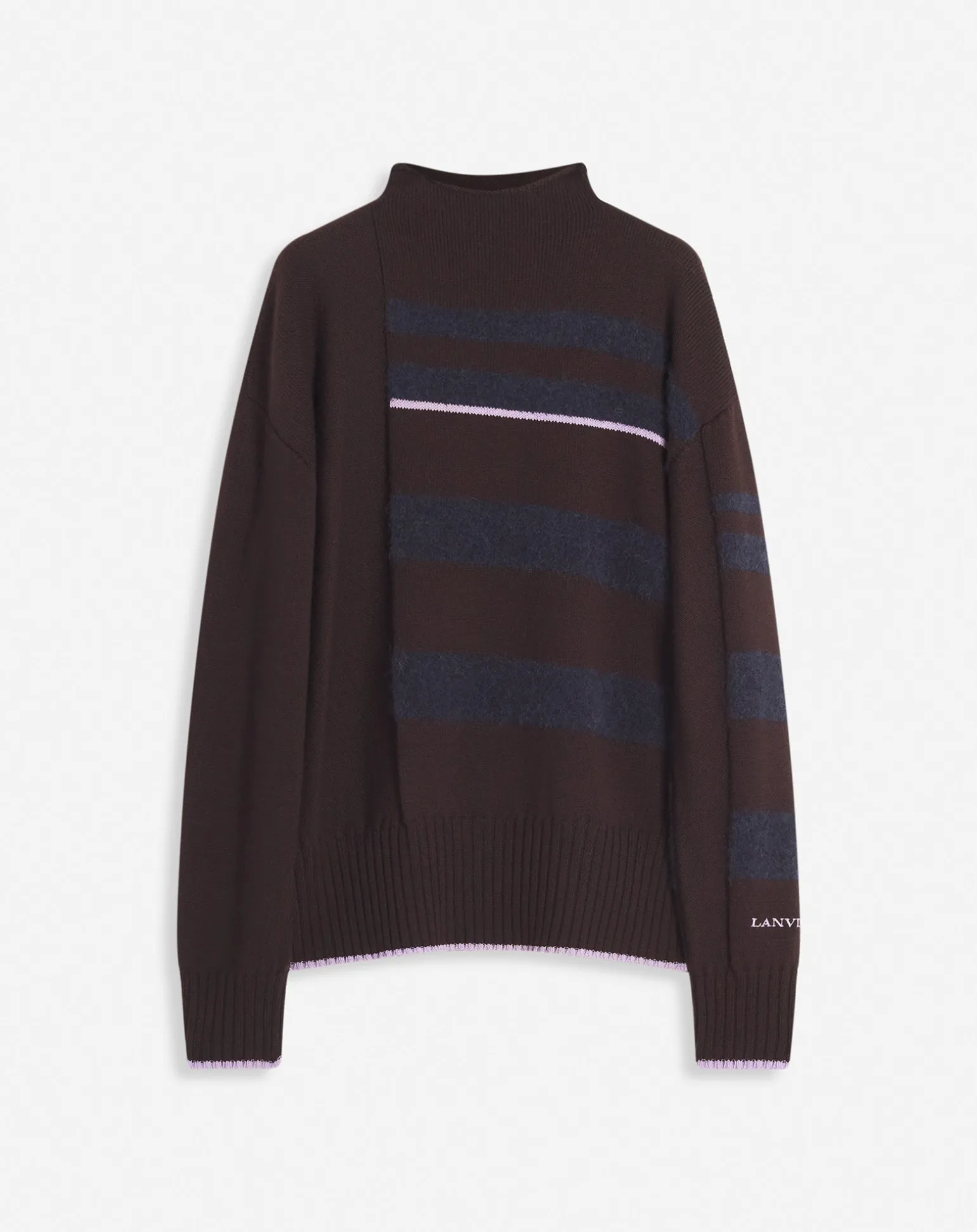 Lanvin Striped mock turtleneck sweater Marronglace Shop