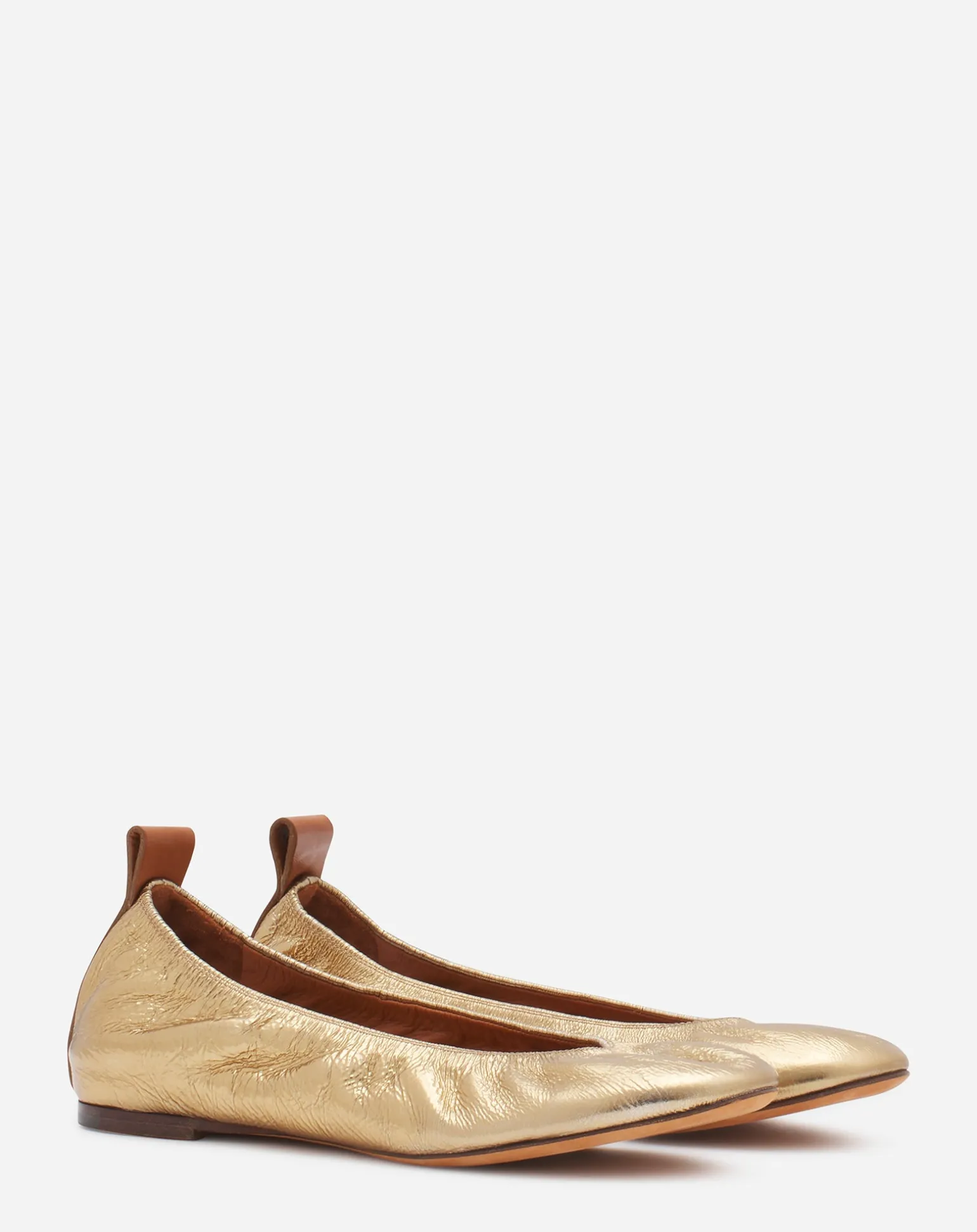 Lanvin The ballerina flat in metallic leather Gold Best