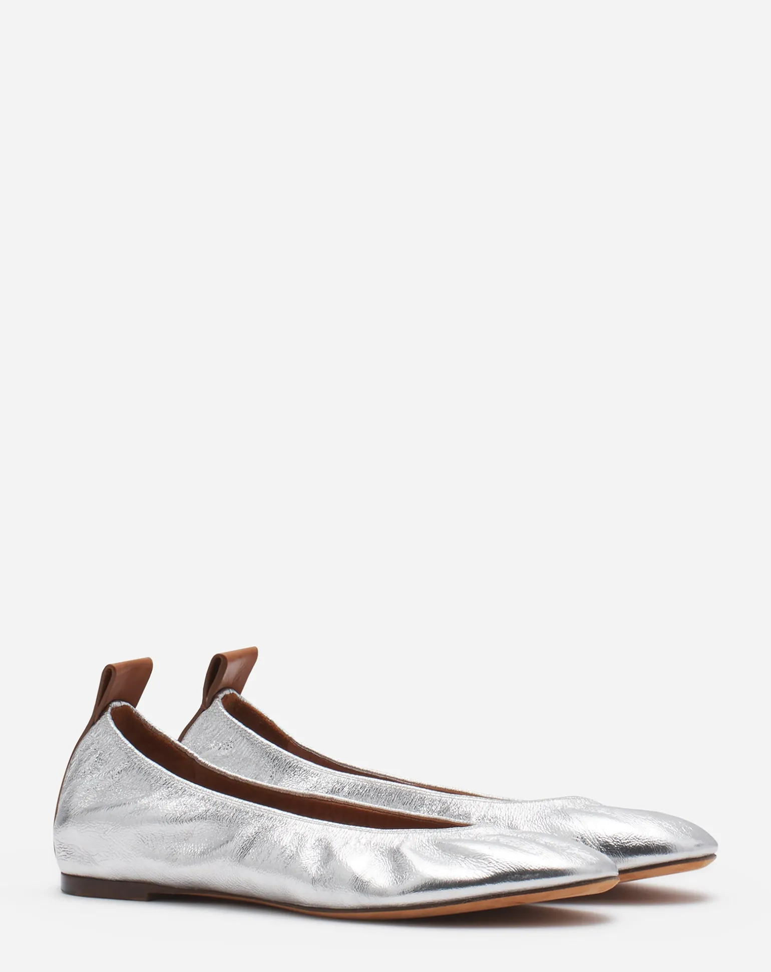 Lanvin The ballerina flat in metallic leather Silver Store