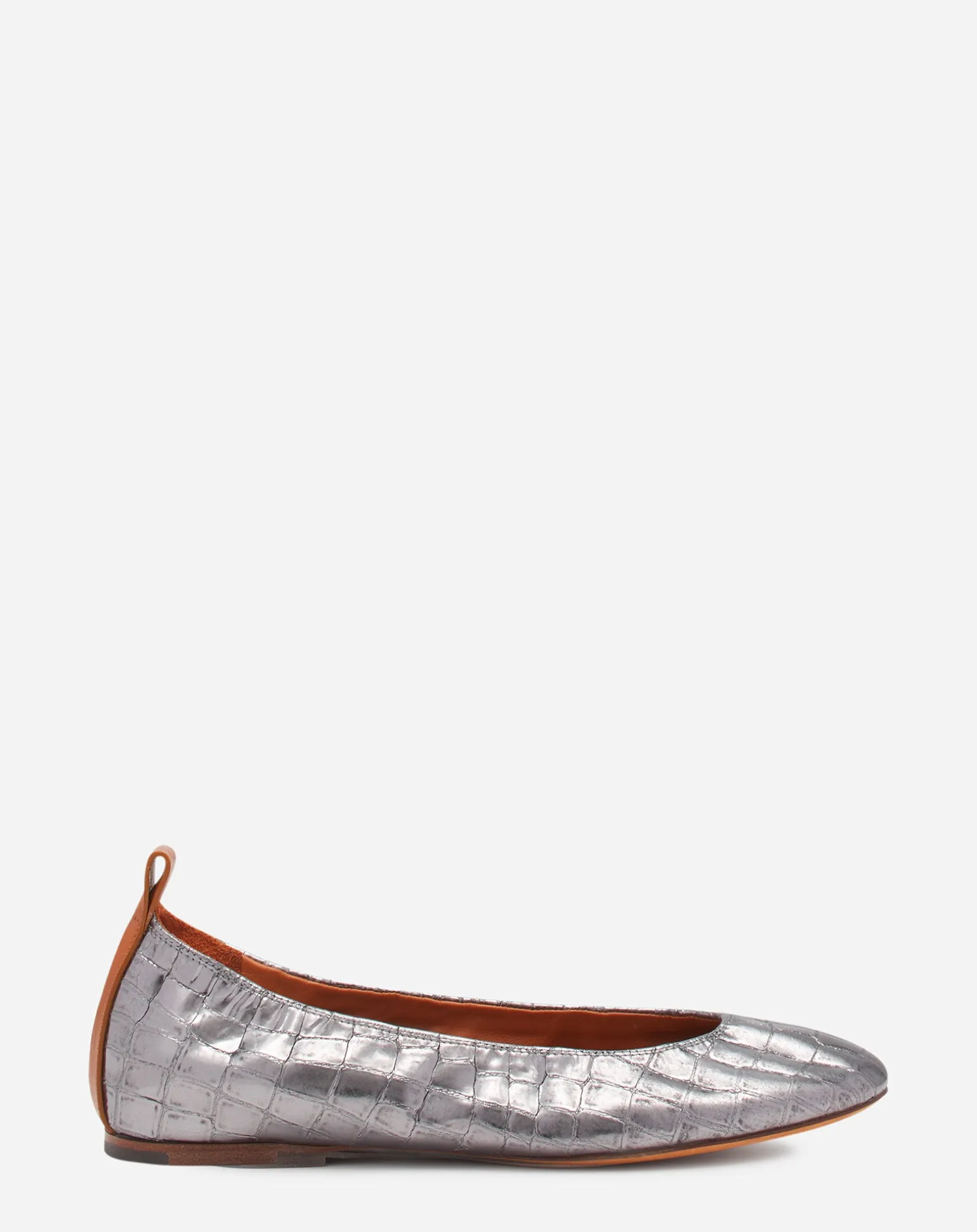 Lanvin The ballerina in crocodile-effect leather Silver Hot