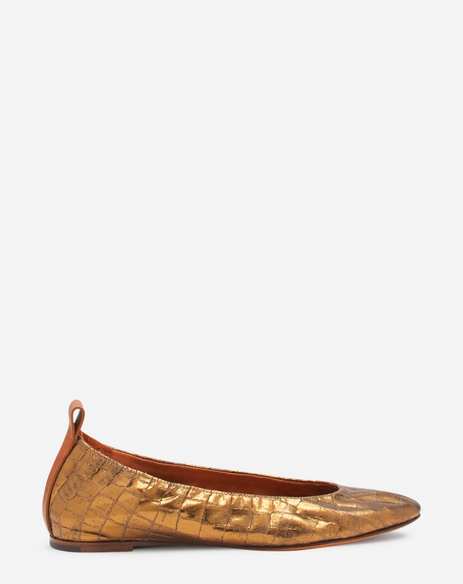 Lanvin The ballerina in crocodile-effect leather Gold Store