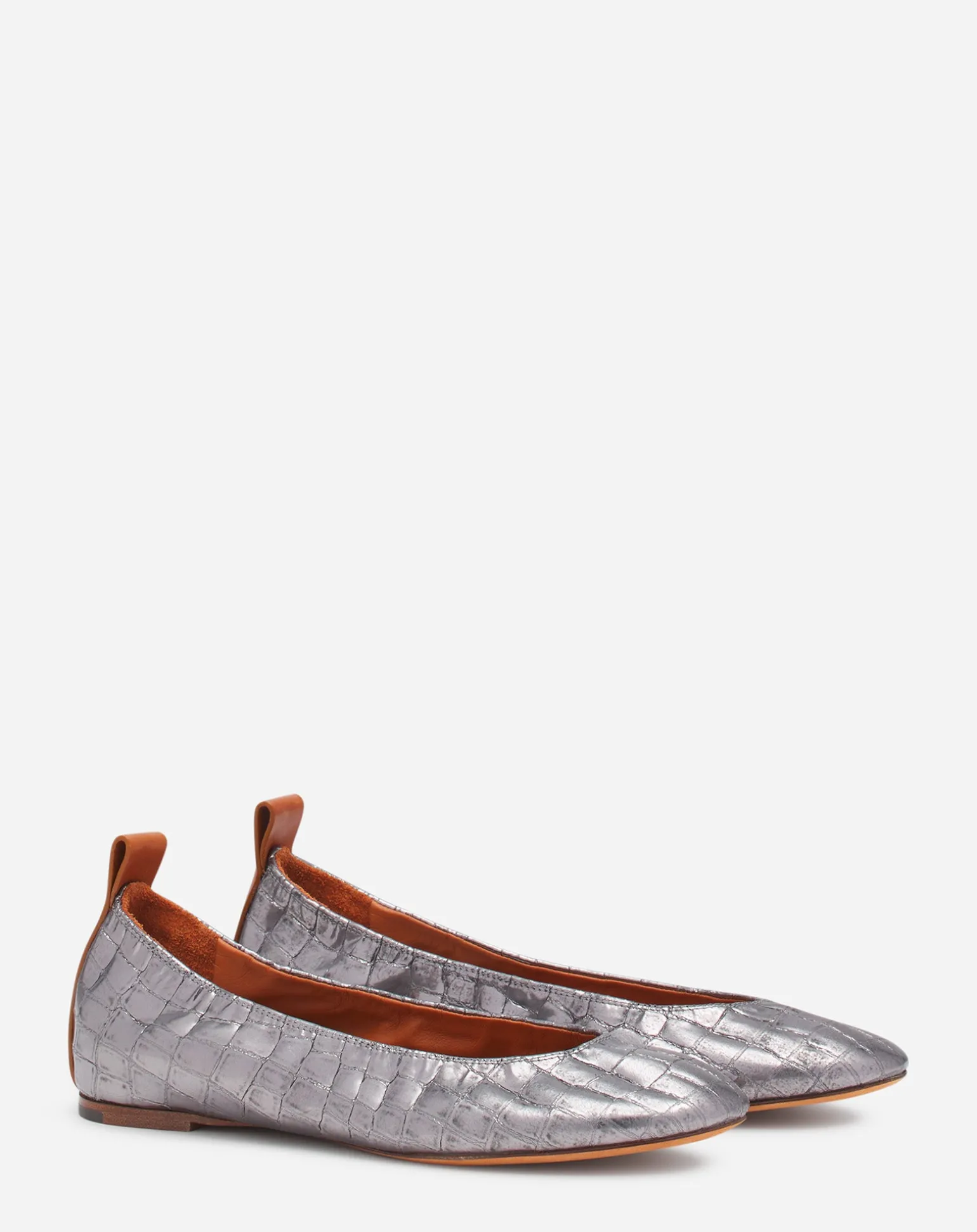 Lanvin The ballerina in crocodile-effect leather Silver Hot