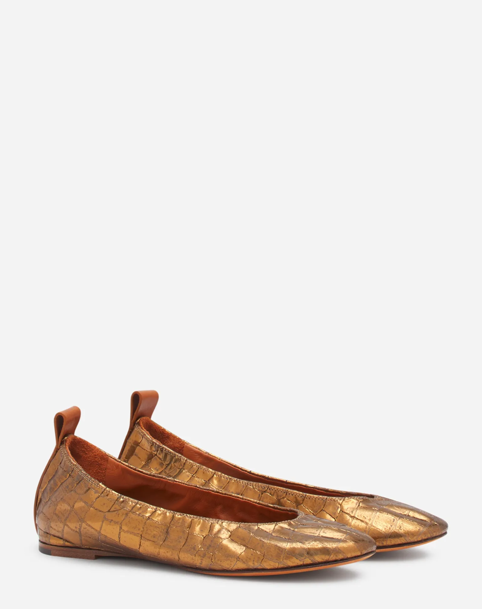 Lanvin The ballerina in crocodile-effect leather Gold Store